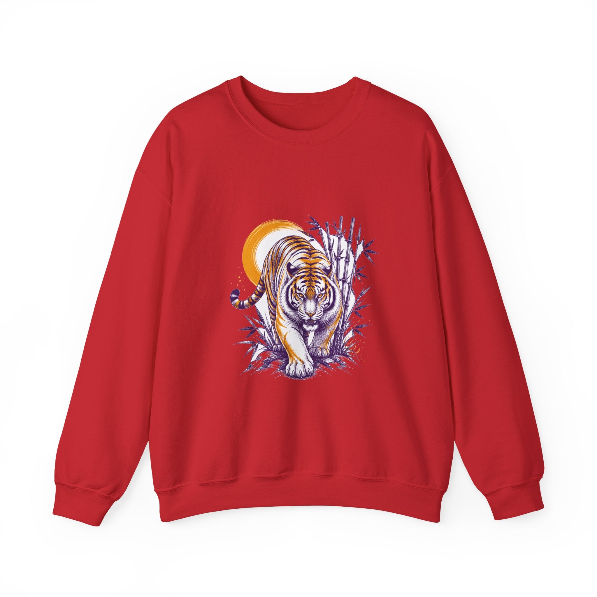 Matching Couple Sweatshirt - Tiger & Crane Matching Couple Premium Fleece Sweatshirt Hand-Drawn Art His Hers Anniversary Gift - Design A