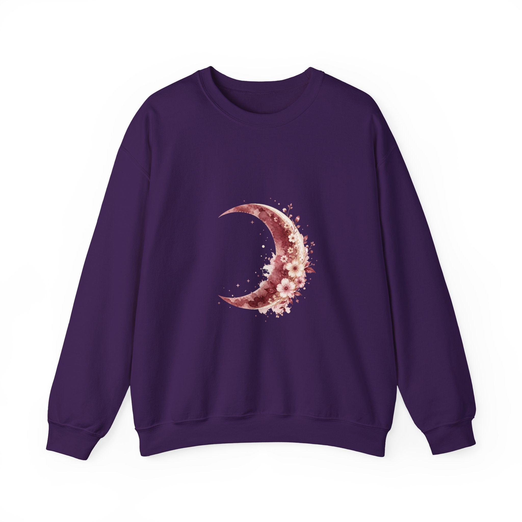 Matching Couple Sweatshirt - Waxing & Waning Moon Matching Couple Premium Fleece Sweatshirt Watercolor Art His Hers Birthday Gift - Design A