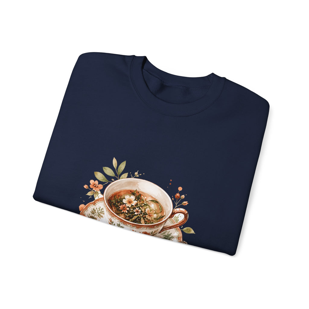 Matching Couple Sweatshirt - Coffee & Tea Matching Couple Crewneck Sweatshirt Watercolor Art His Hers Engagement Gift - Design B
