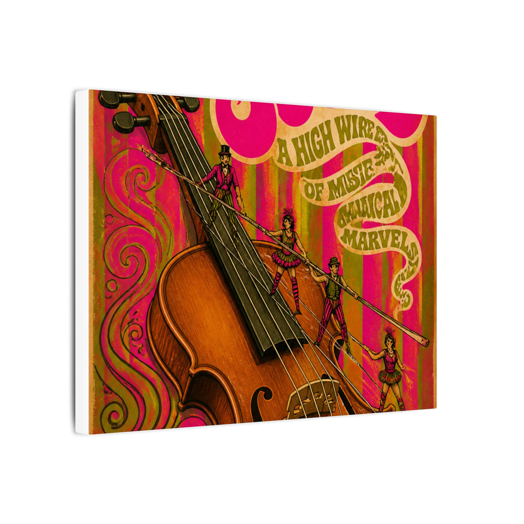 Violin Tightrope Bridge Wall Art Canvas 24×36 Psychedelic Dining Room Decor Maximalist Print