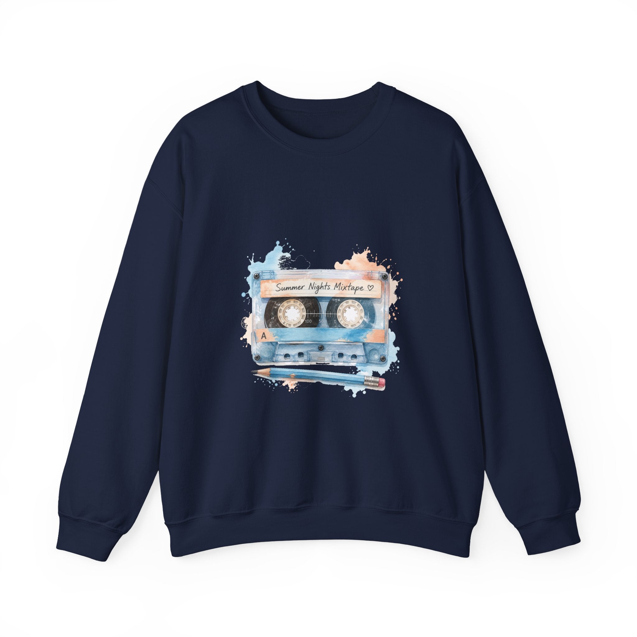 Matching Couple Sweatshirt - Vinyl & Cassette Matching Couple Comfort Colors Crew Watercolor Art His Hers Birthday Gift - Design B