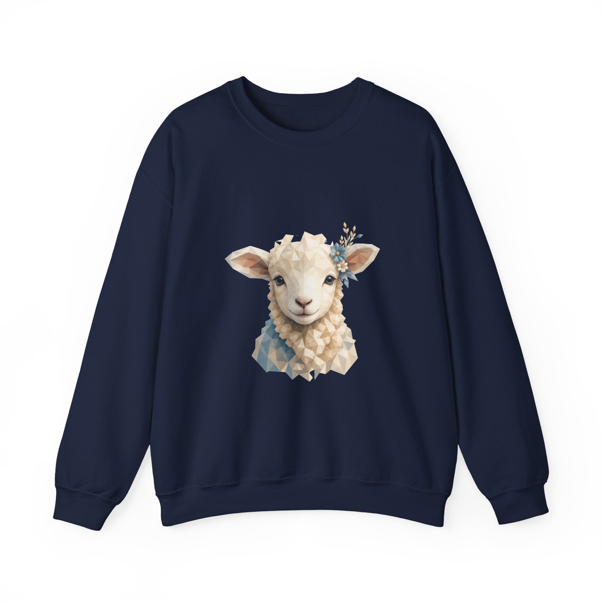 Matching Couple Sweatshirt - Lion & Lamb Matching Couple Crewneck Sweatshirt Geometric Art His Hers Couple Gift - Design B
