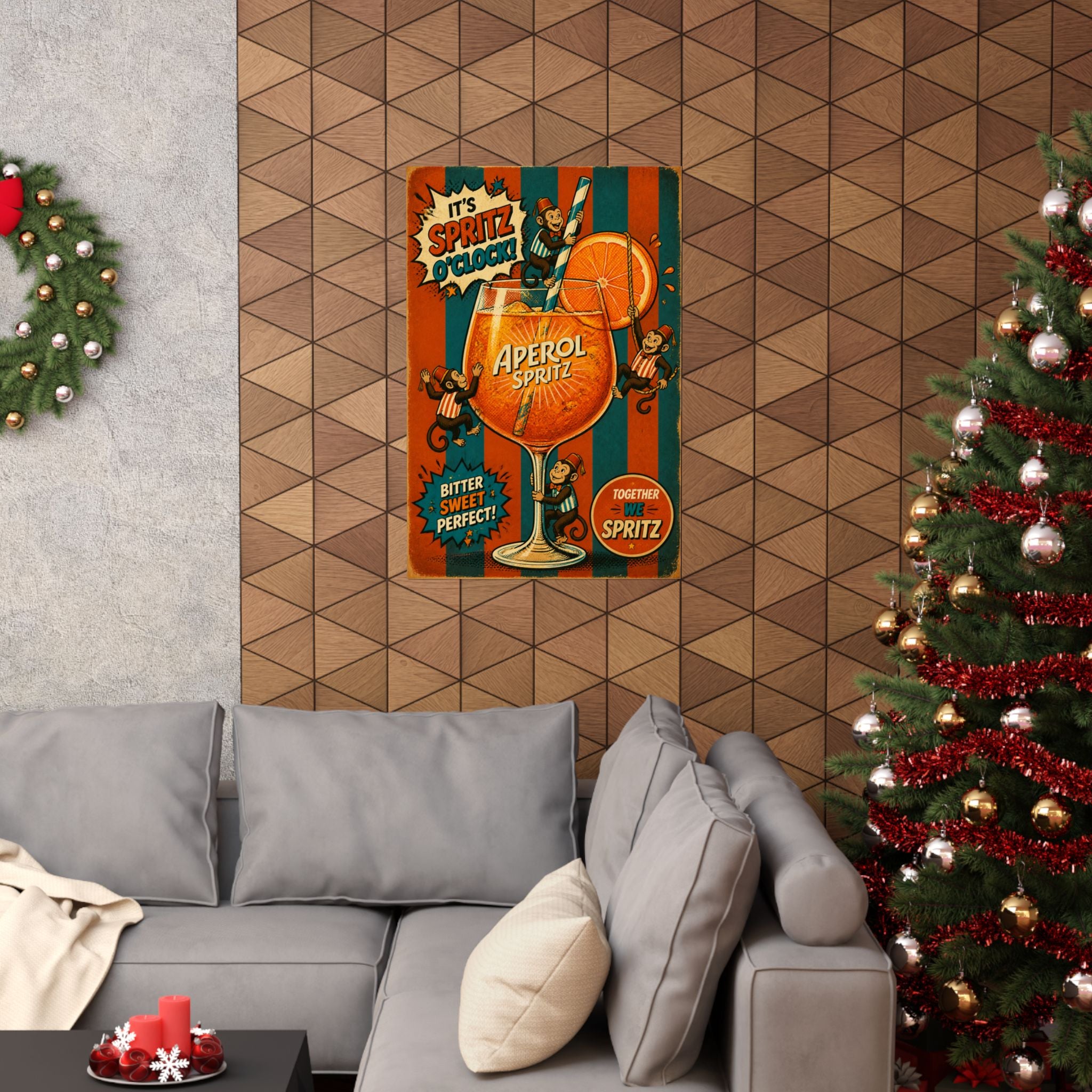 Aperol Spritz Monkeys Wall Art Poster 24×36 Pop Art Restaurant Decor Maximalist Print