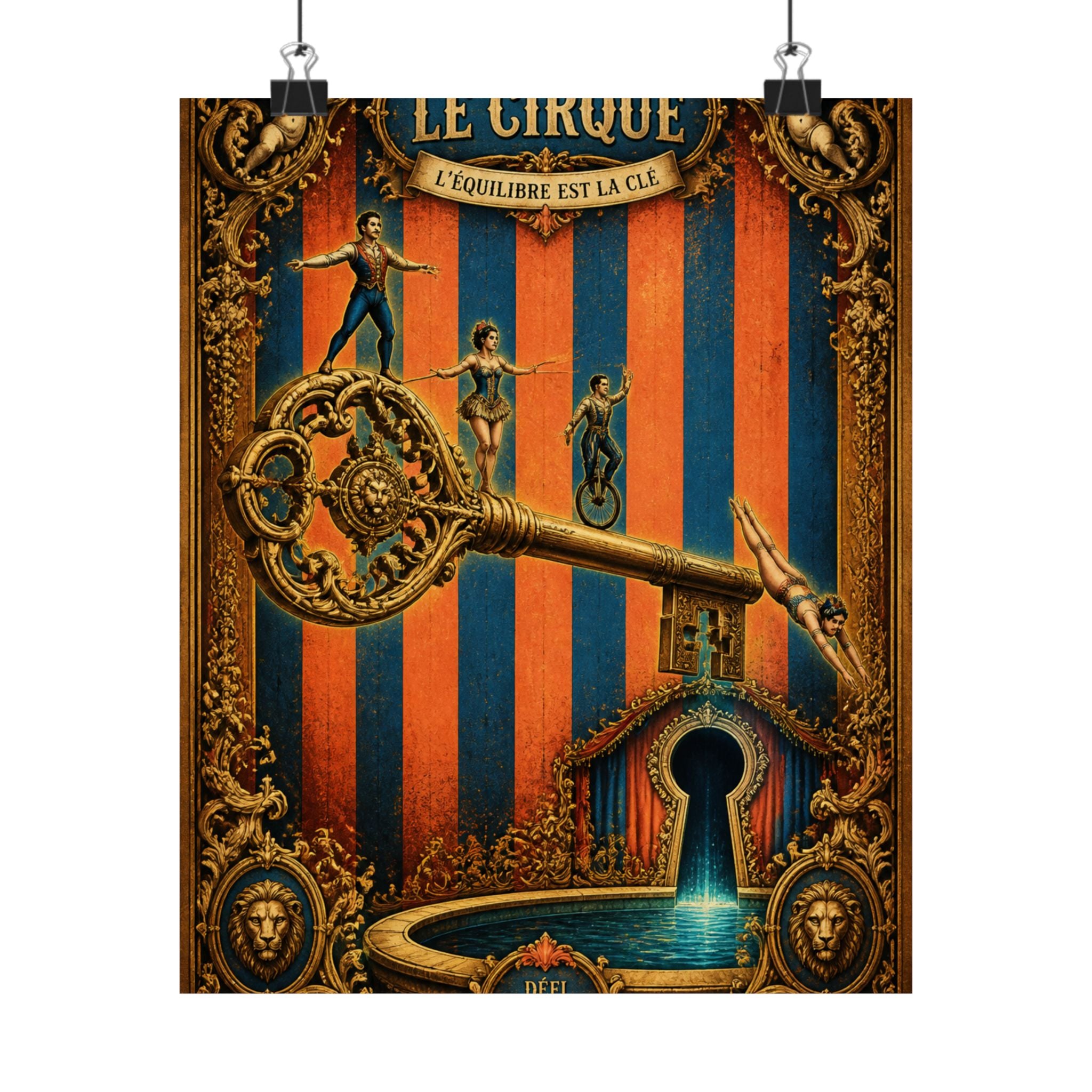 Giant Key Performance Wall Art Poster 18×24 Baroque Home Office Decor Maximalist Print