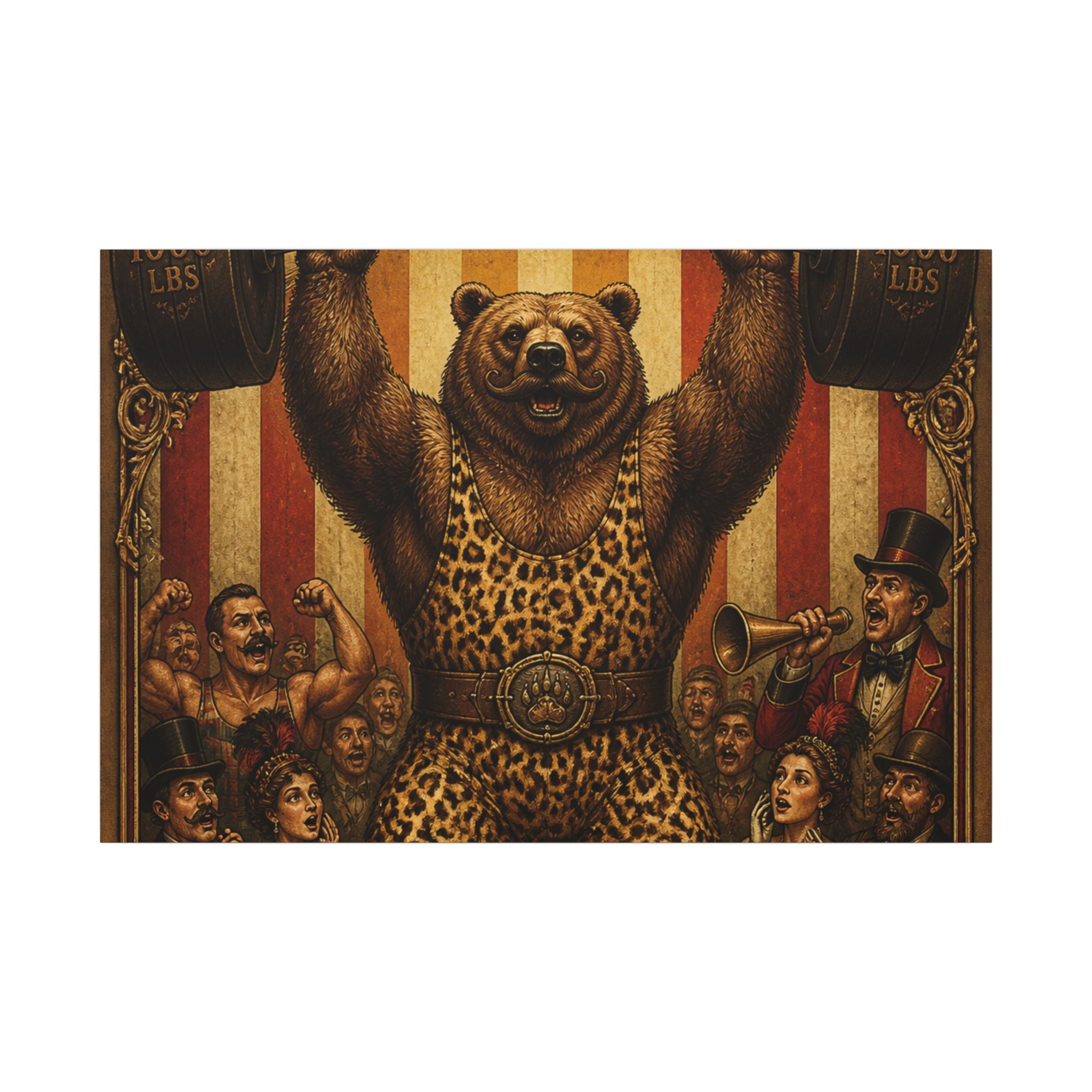 Strongman Bear Wall Art Canvas 24×36 Baroque Studio Decor Maximalist Print