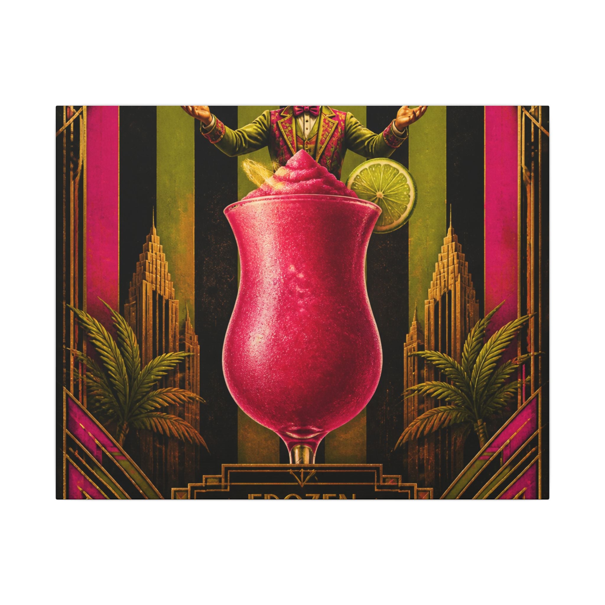Daiquiri Fruit Juggler Wall Art Canvas 16×20 Art Deco Entryway Decor Maximalist Print