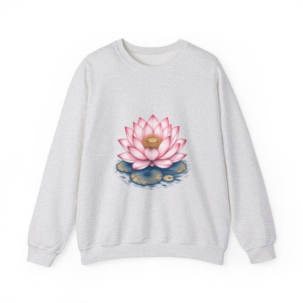 Matching Couple Sweatshirt - Open & Closed Lotus Matching Couple Premium Fleece Sweatshirt Hand-Drawn Art His Hers Anniversary Gift - Design A
