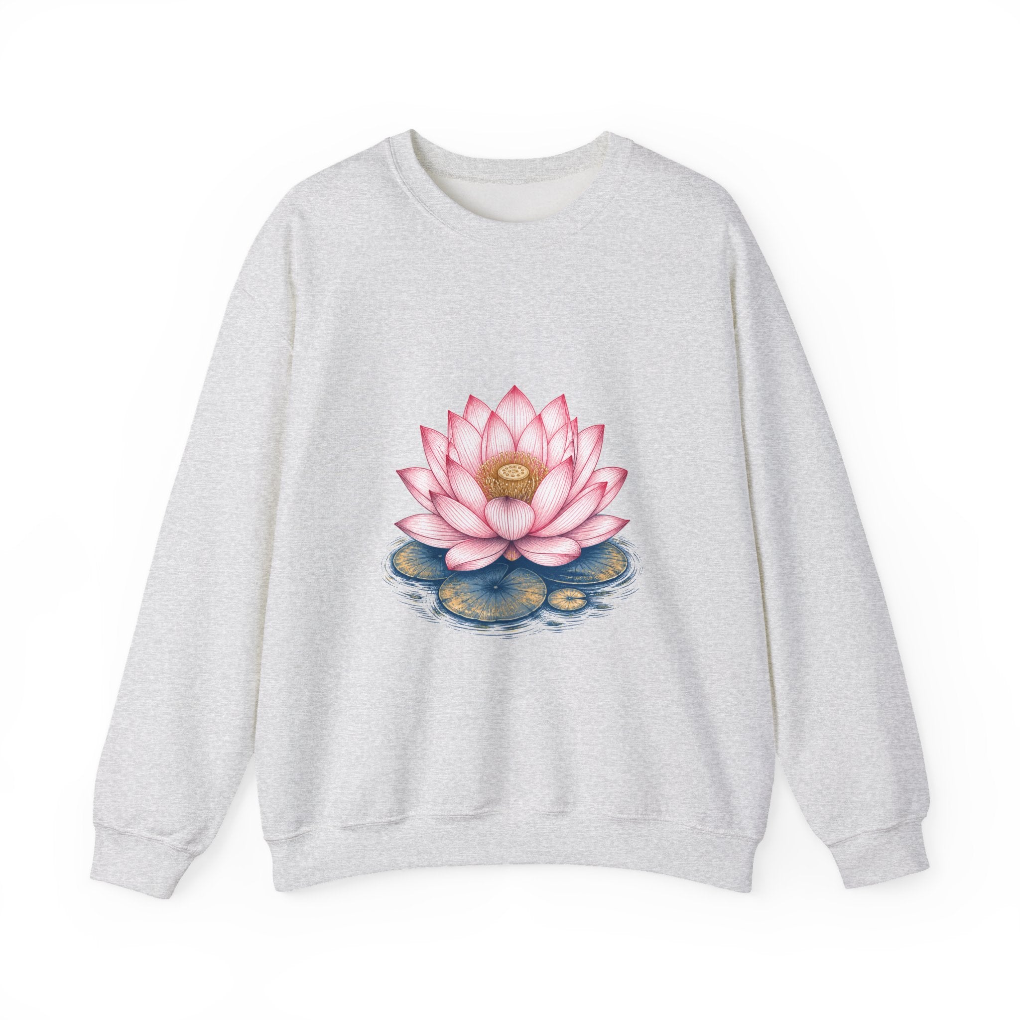 Matching Couple Sweatshirt - Open & Closed Lotus Matching Couple Premium Fleece Sweatshirt Hand-Drawn Art His Hers Anniversary Gift - Design A