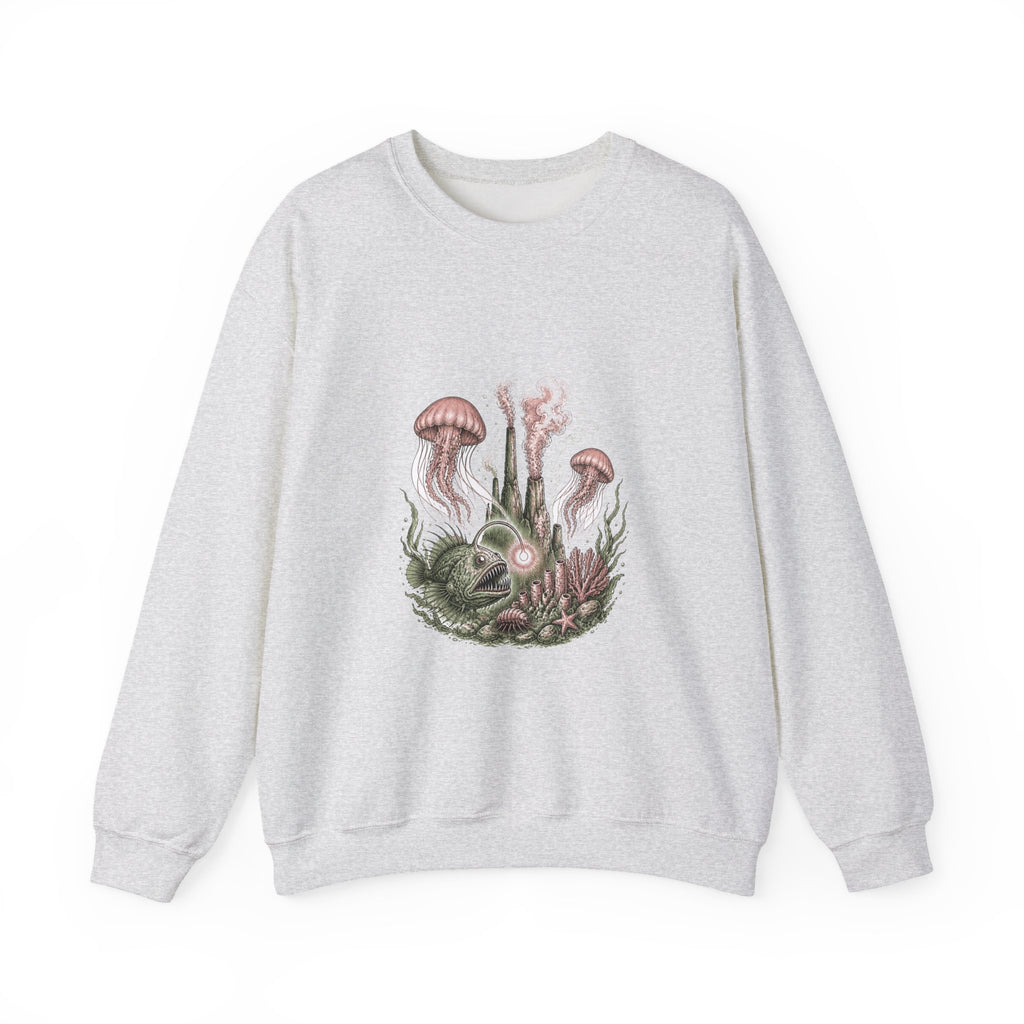 Matching Couple Sweatshirt - Coral Reef & Deep Sea Matching Couple Crewneck Sweatshirt Hand-Drawn Art His Hers Best Friend Gift - Design B