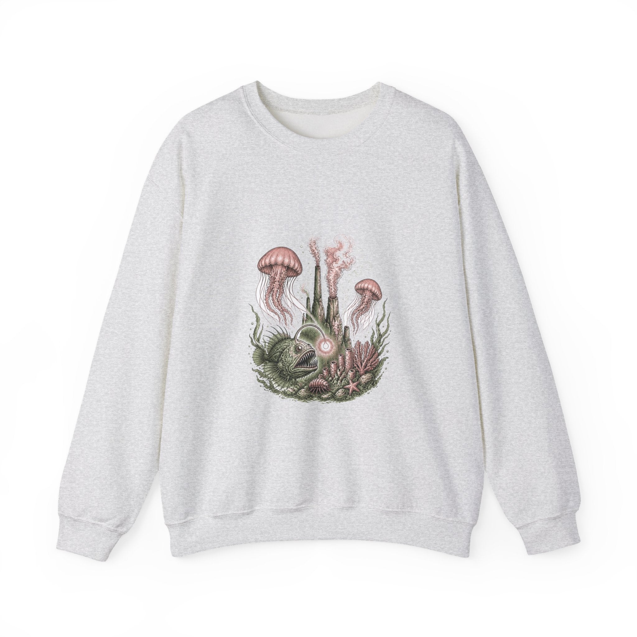 Matching Couple Sweatshirt - Coral Reef & Deep Sea Matching Couple Crewneck Sweatshirt Hand-Drawn Art His Hers Best Friend Gift - Design B