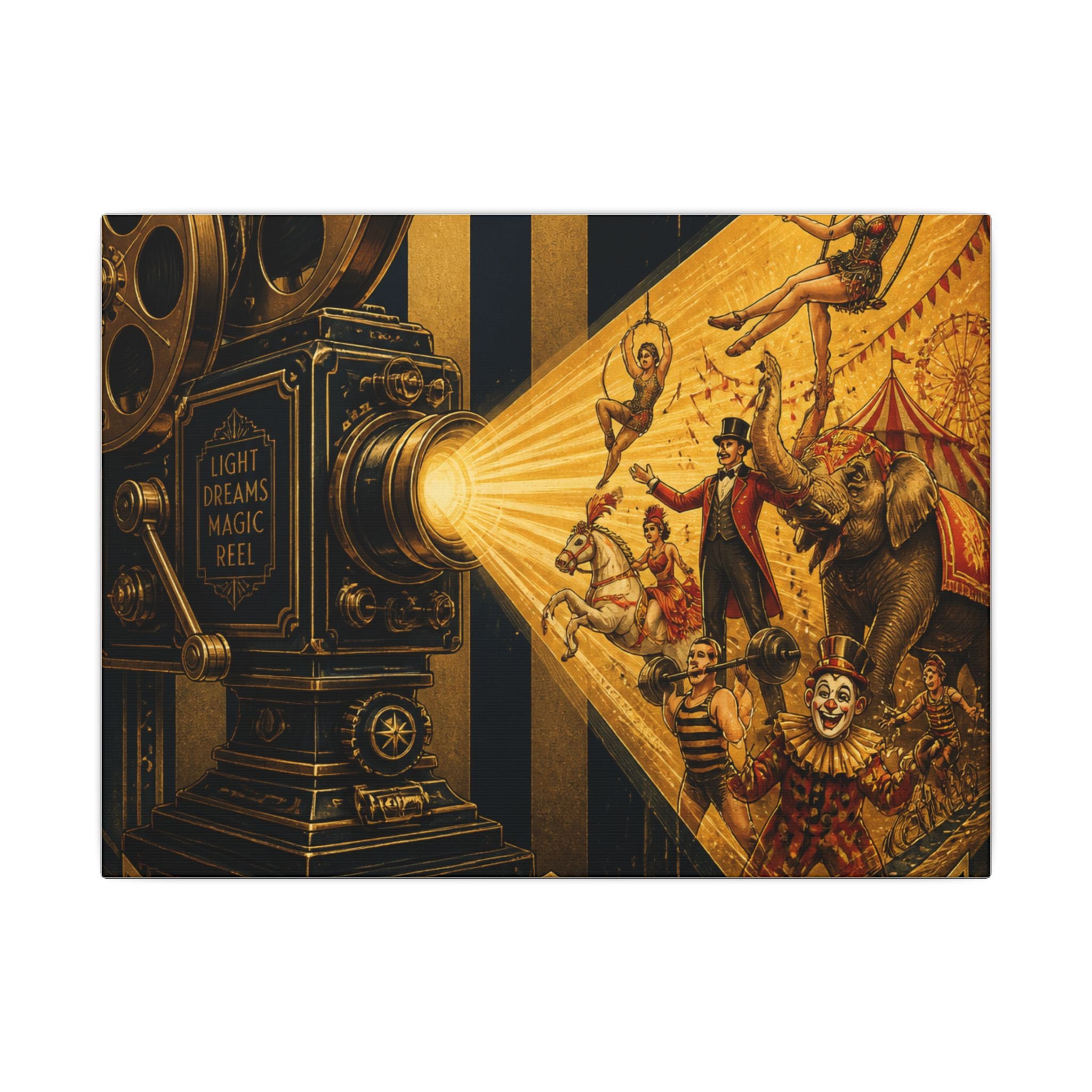 Film Camera Projector Show Wall Art Canvas 24×36 Art Deco Bar Area Decor Maximalist Print