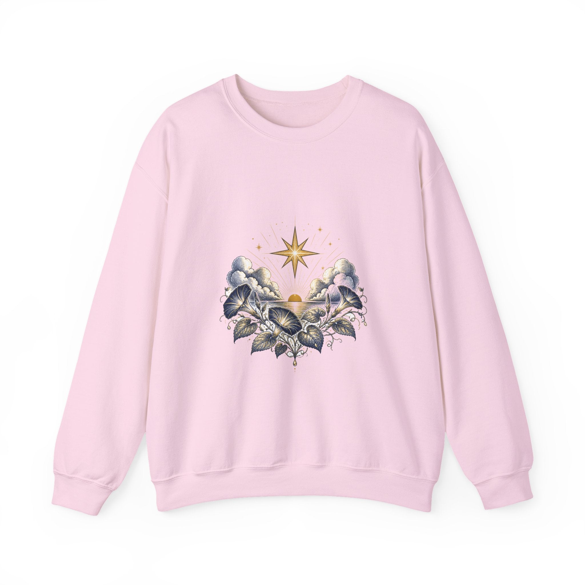 Matching Couple Sweatshirt - Evening & Morning Star Matching Couple Crewneck Sweatshirt Vintage Art His Hers Wedding Gift - Design B