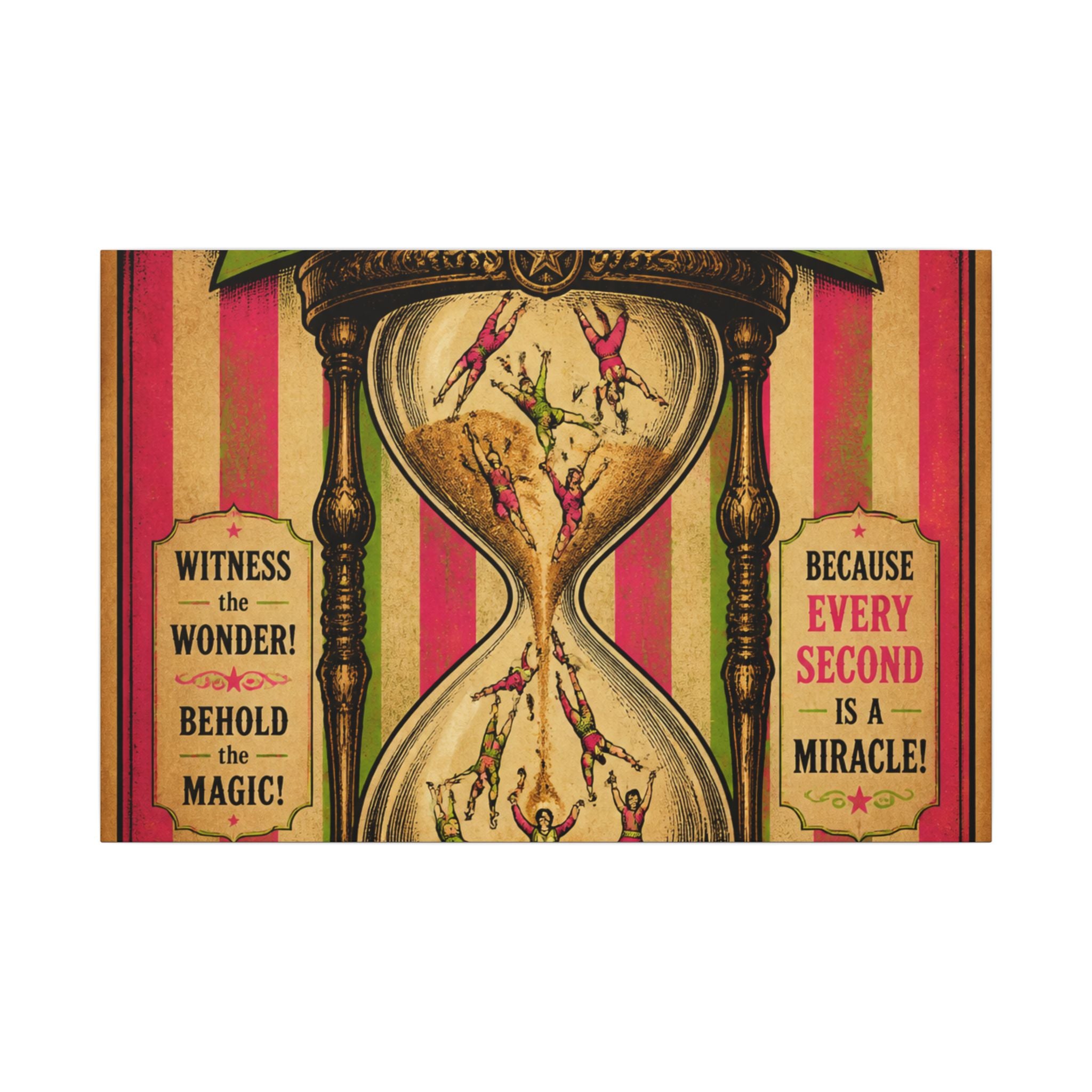Hourglass Acrobats Wall Art Canvas 24×36 Vintage Circus Bedroom Decor Maximalist Print