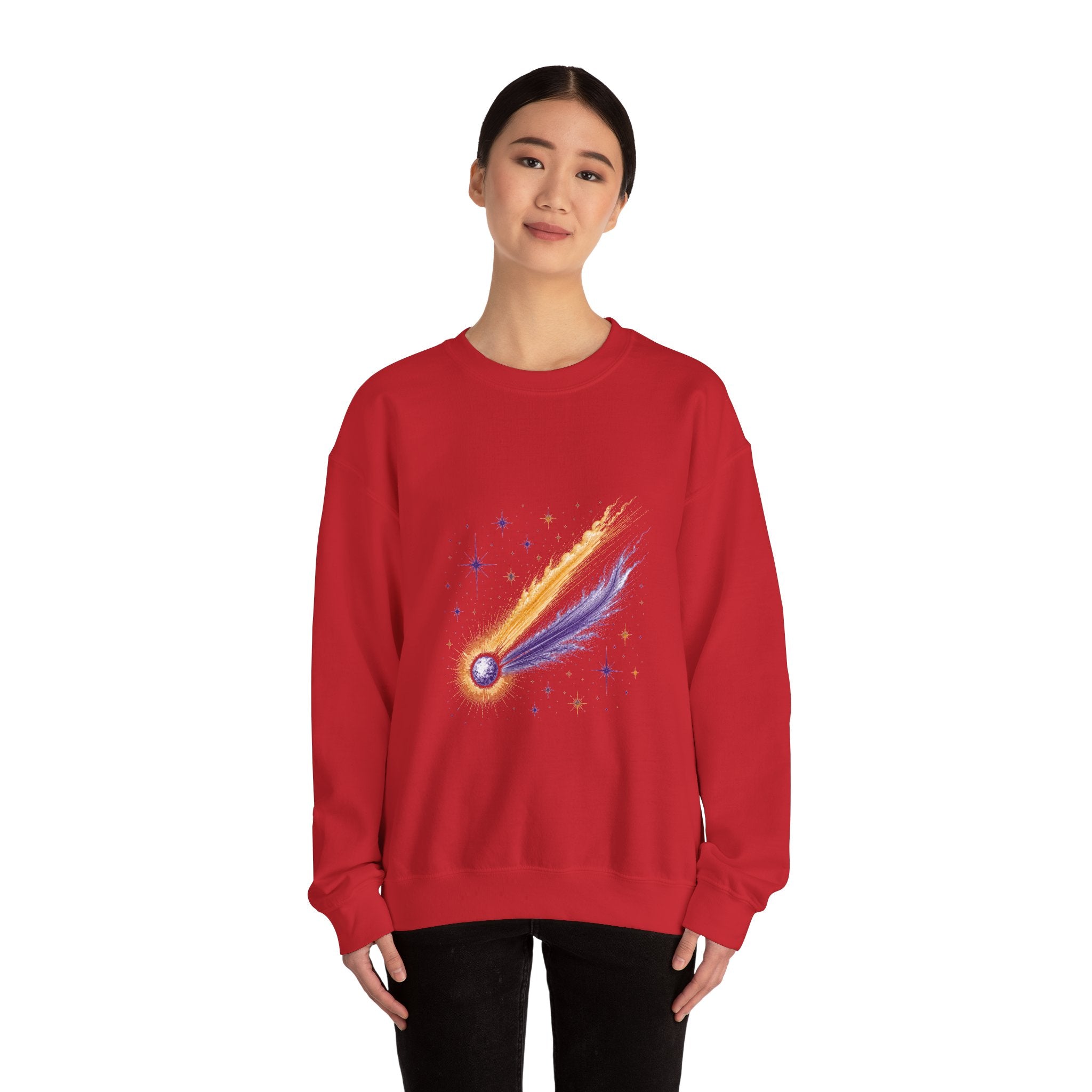 Matching Couple Sweatshirt - Comet & Asteroid Matching Couple Crewneck Sweatshirt Vintage Art His Hers Wedding Gift - Design A