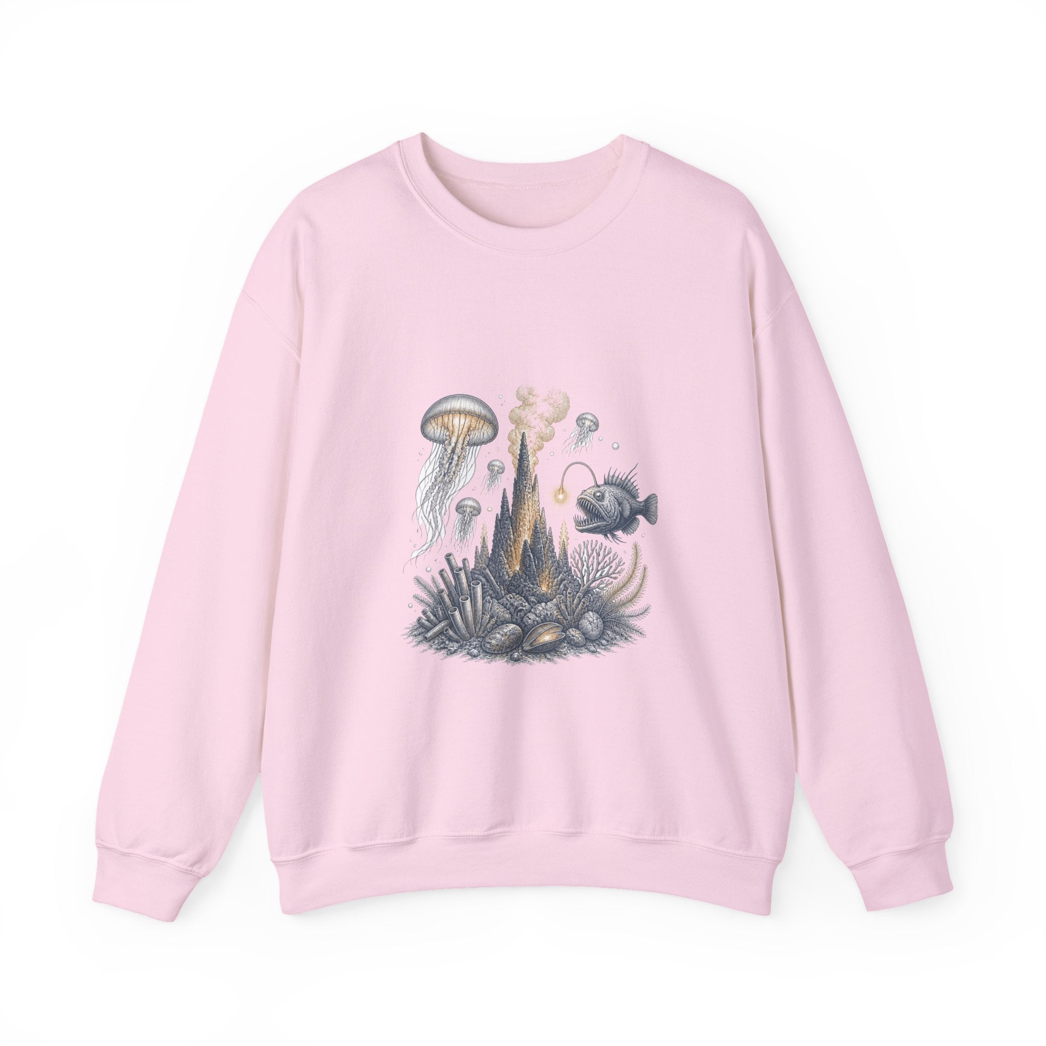 Matching Couple Sweatshirt - Coral Reef & Deep Sea Matching Couple Premium Fleece Sweatshirt Vintage Art His Hers Honeymoon Gift - Design B