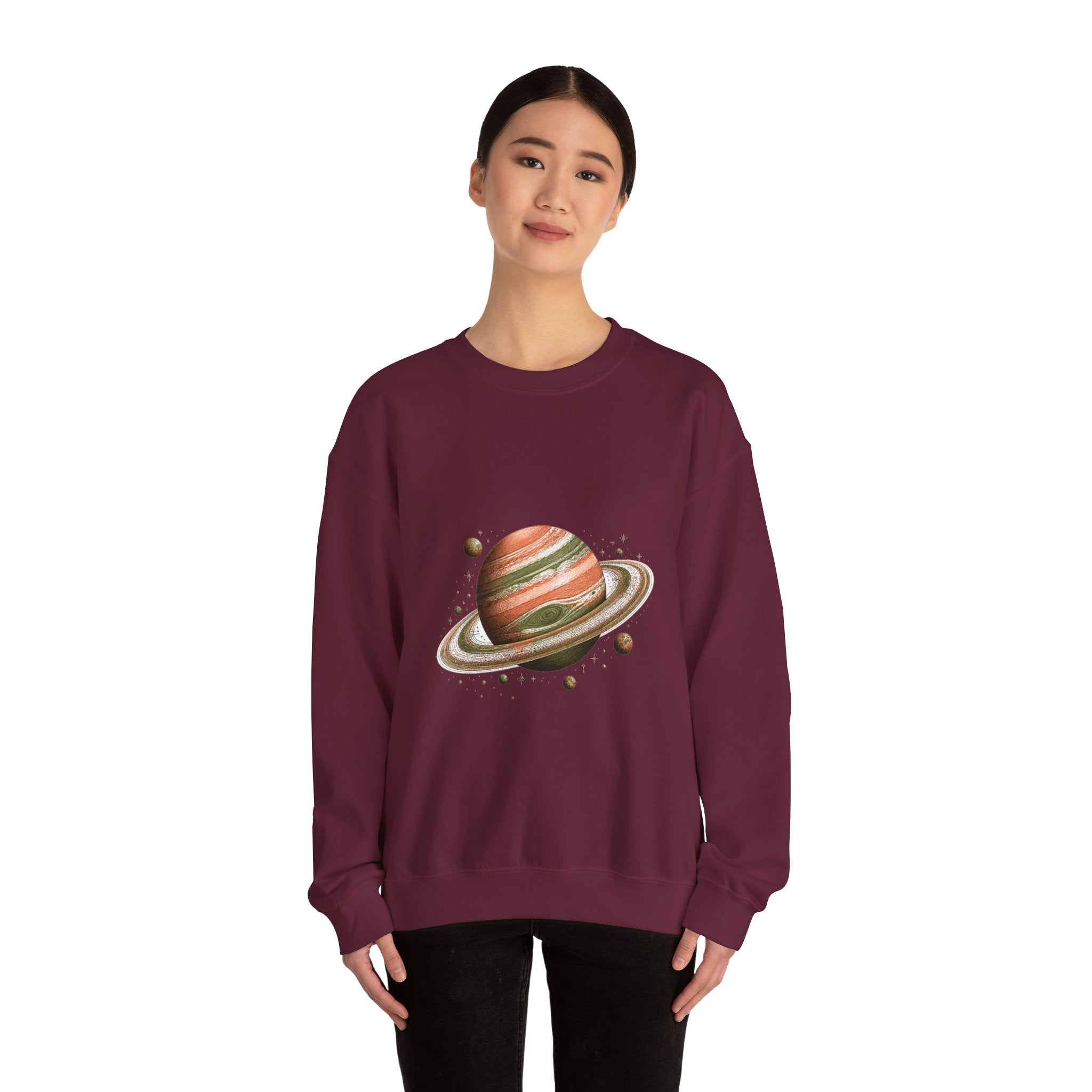 Matching Couple Sweatshirt - Astronaut & Planet Matching Couple Comfort Colors Crew Hand-Drawn Art His Hers Anniversary Gift - Design B