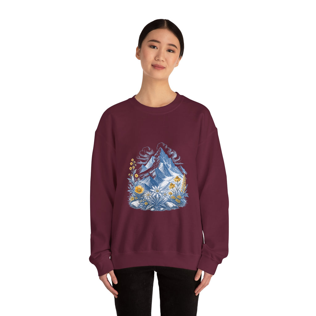 Matching Couple Sweatshirt - Mountain & Ocean Matching Couple Premium Fleece Sweatshirt Vintage Art His Hers Honeymoon Gift - Design A