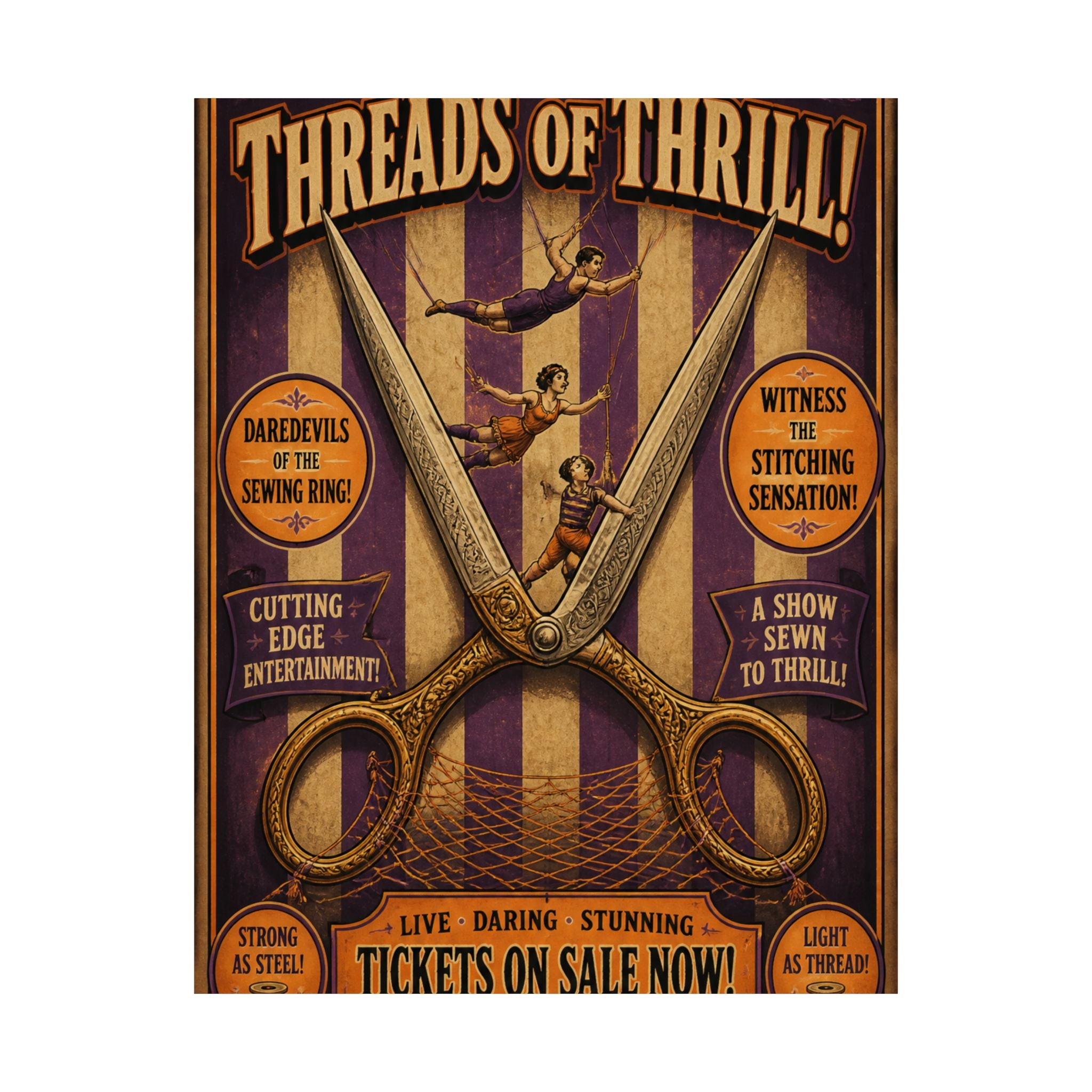 Giant Scissors Trapeze Wall Art Poster 18×24 Vintage Circus Kitchen Decor Maximalist Print