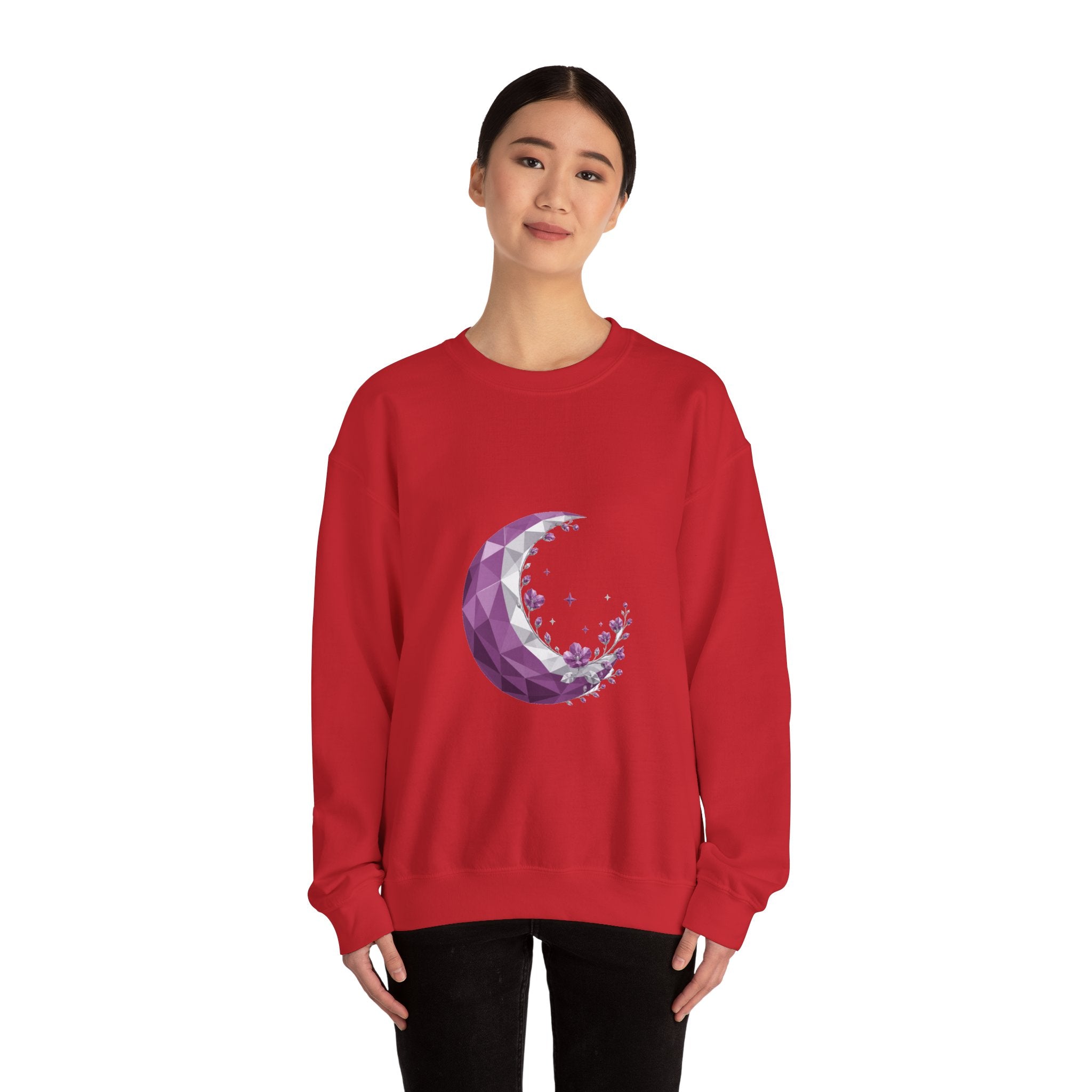Matching Couple Sweatshirt - Waxing & Waning Moon Matching Couple Premium Fleece Sweatshirt Geometric Art His Hers Love Gift - Design A