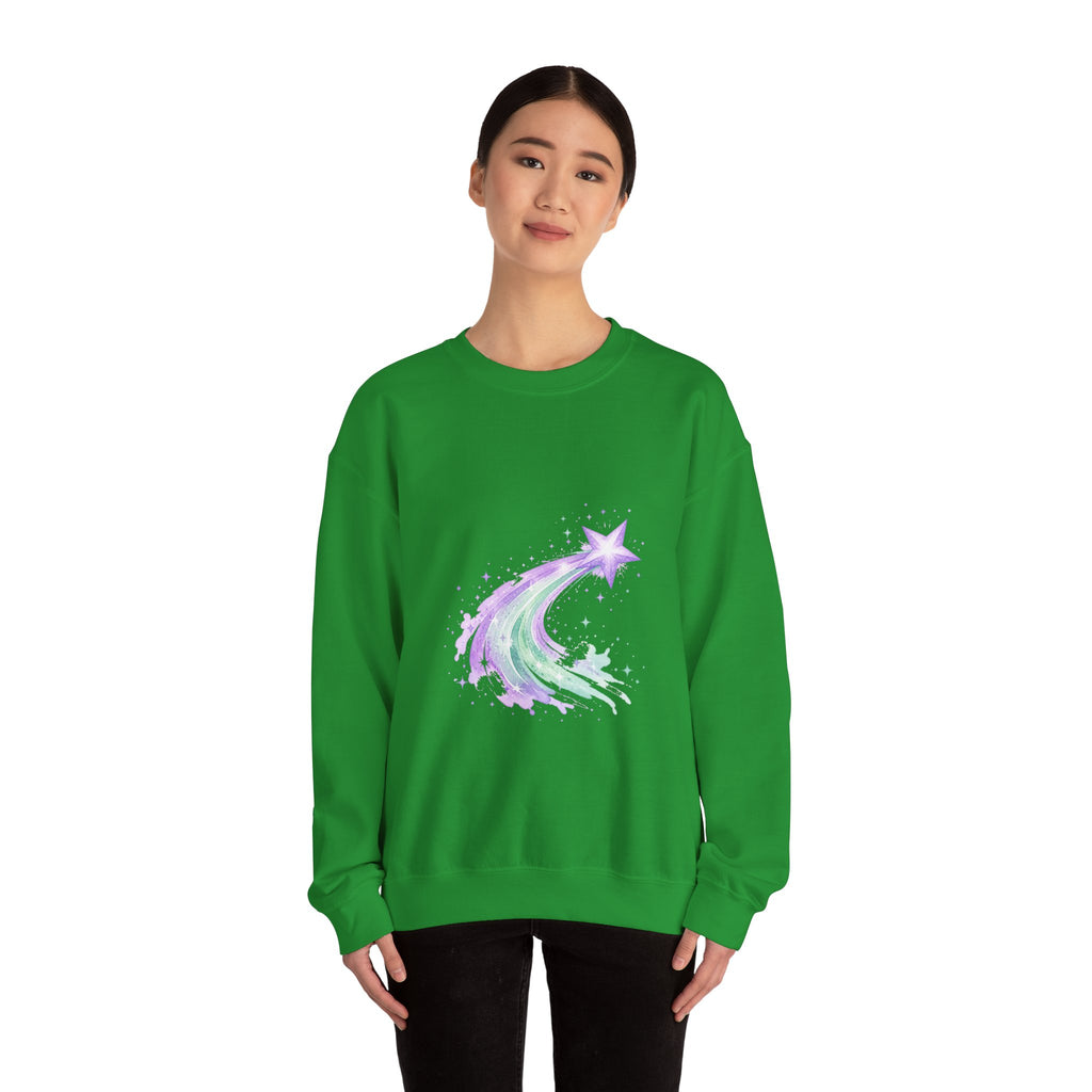 Matching Couple Sweatshirt - Shooting Star & North Star Matching Couple Crewneck Sweatshirt Watercolor Art His Hers Engagement Gift - Design A