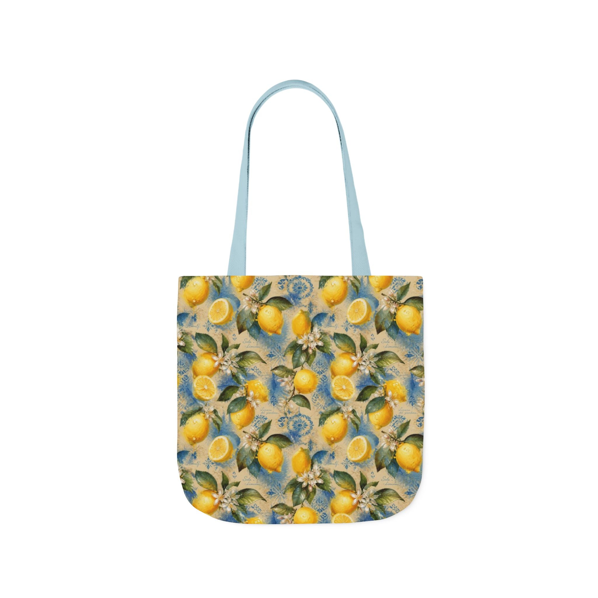 Meyer Lemons Canvas Tote Bag Mediterranean Kitchen Watercolor Splash Design Italian Cottagecore Gift