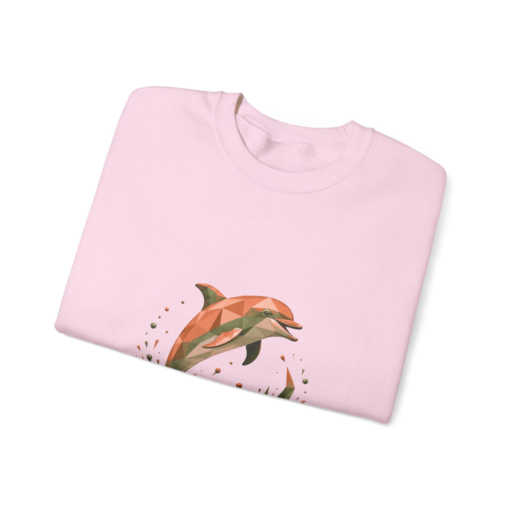 Matching Couple Sweatshirt - Shark & Dolphin Matching Couple Crewneck Sweatshirt Geometric Art His Hers Couple Gift - Design B