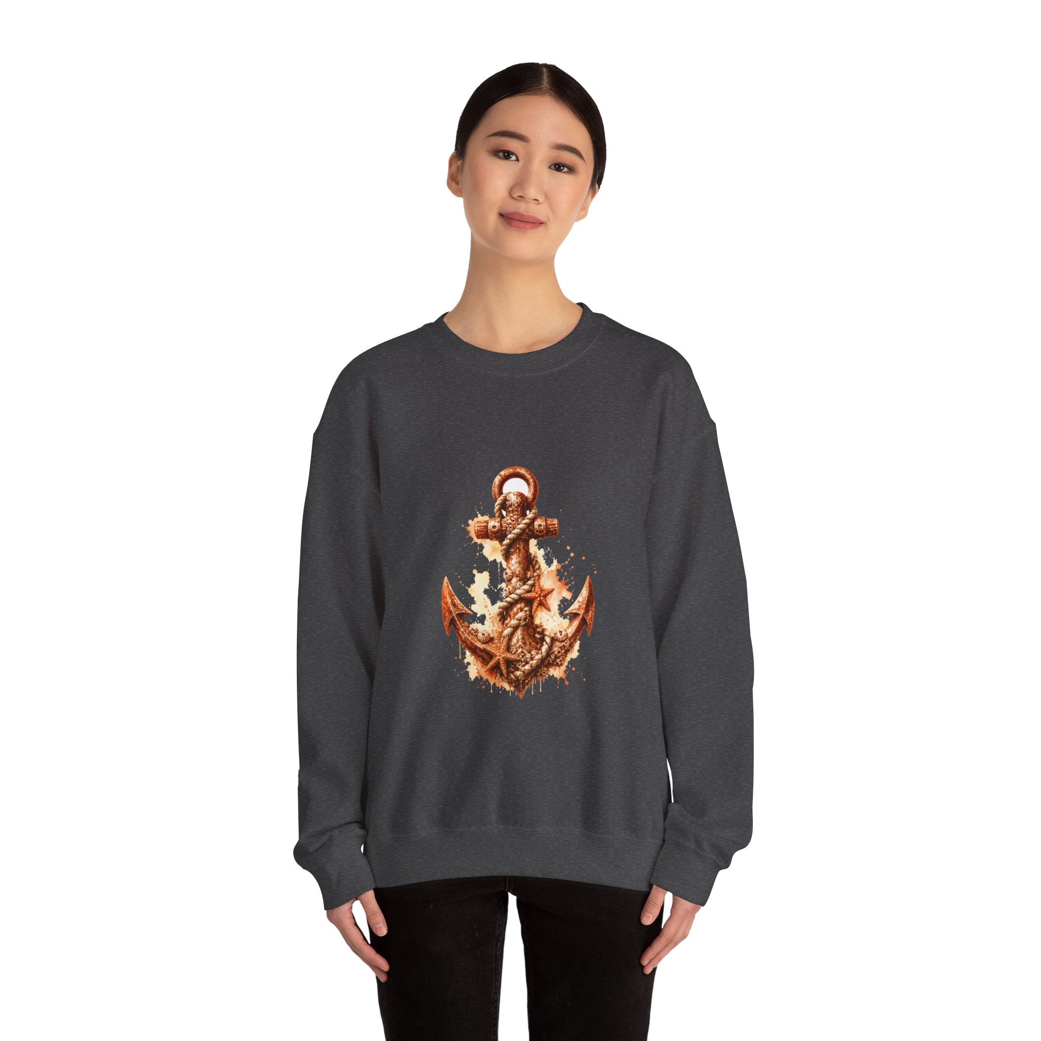 Matching Couple Sweatshirt - Anchor & Sail Matching Couple Crewneck Sweatshirt Watercolor Art His Hers Engagement Gift - Design A