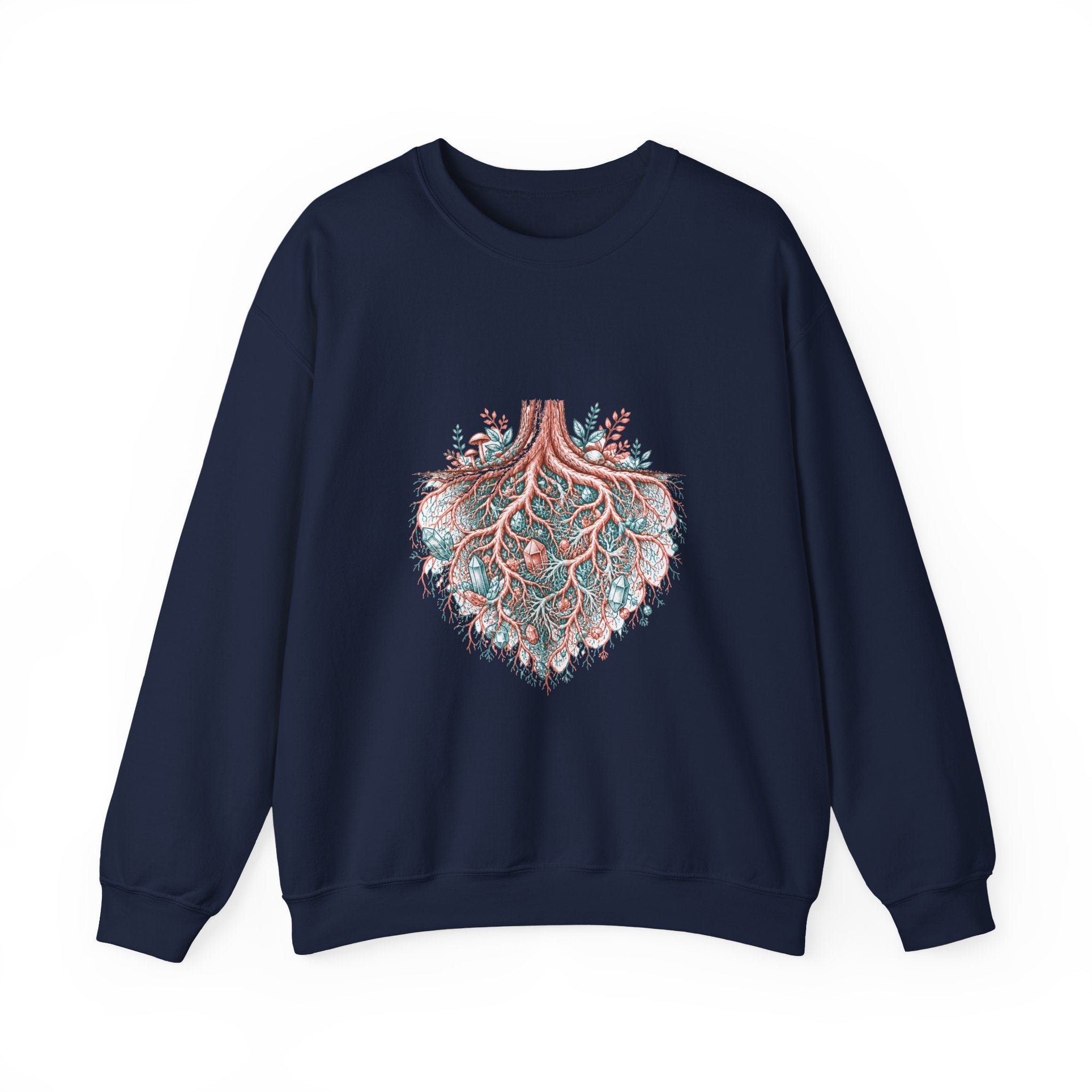 Matching Couple Sweatshirt - Ancient Oak & Deep Roots Matching Couple Crewneck Sweatshirt Hand-Drawn Art His Hers Best Friend Gift - Design B