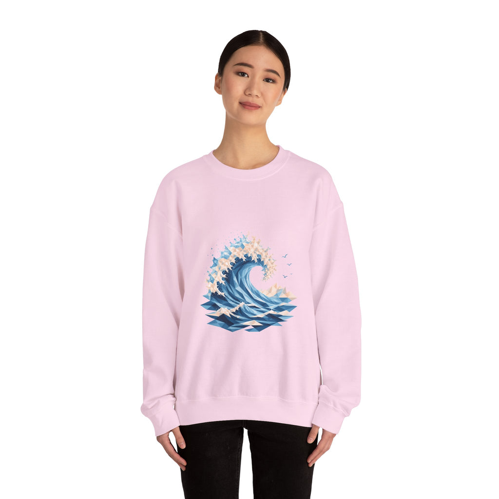 Matching Couple Sweatshirt - Mountain & Ocean Matching Couple Comfort Colors Crew Geometric Art His Hers Love Gift - Design B