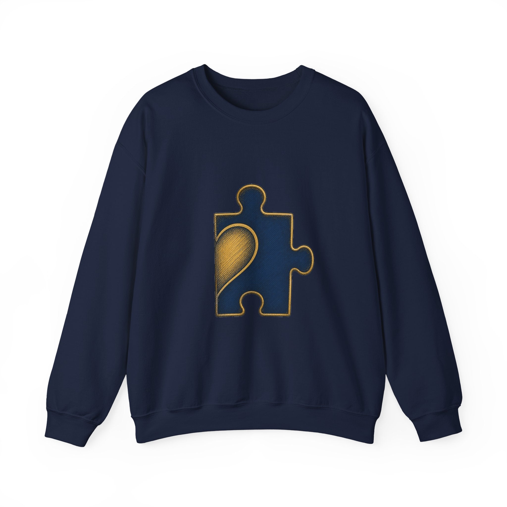 Matching Couple Sweatshirt - Puzzle Pieces Matching Couple Premium Fleece Sweatshirt Hand-Drawn Art His Hers Anniversary Gift - Design B