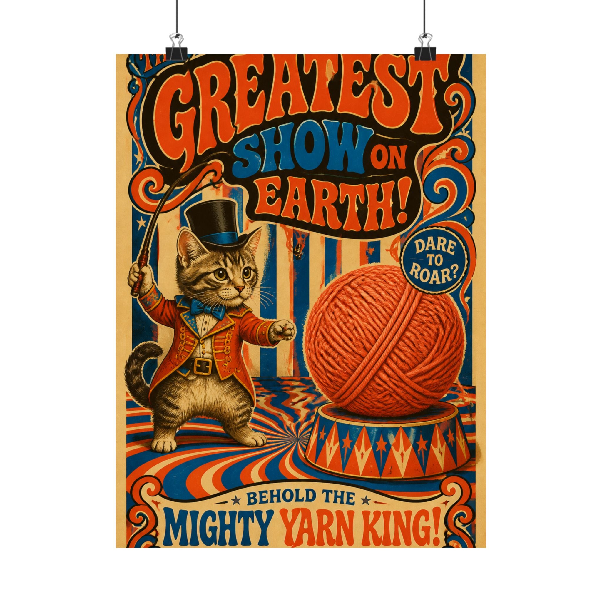 Cat Lion Tamer Wall Art Poster 18×24 Psychedelic Cafe Decor Maximalist Print