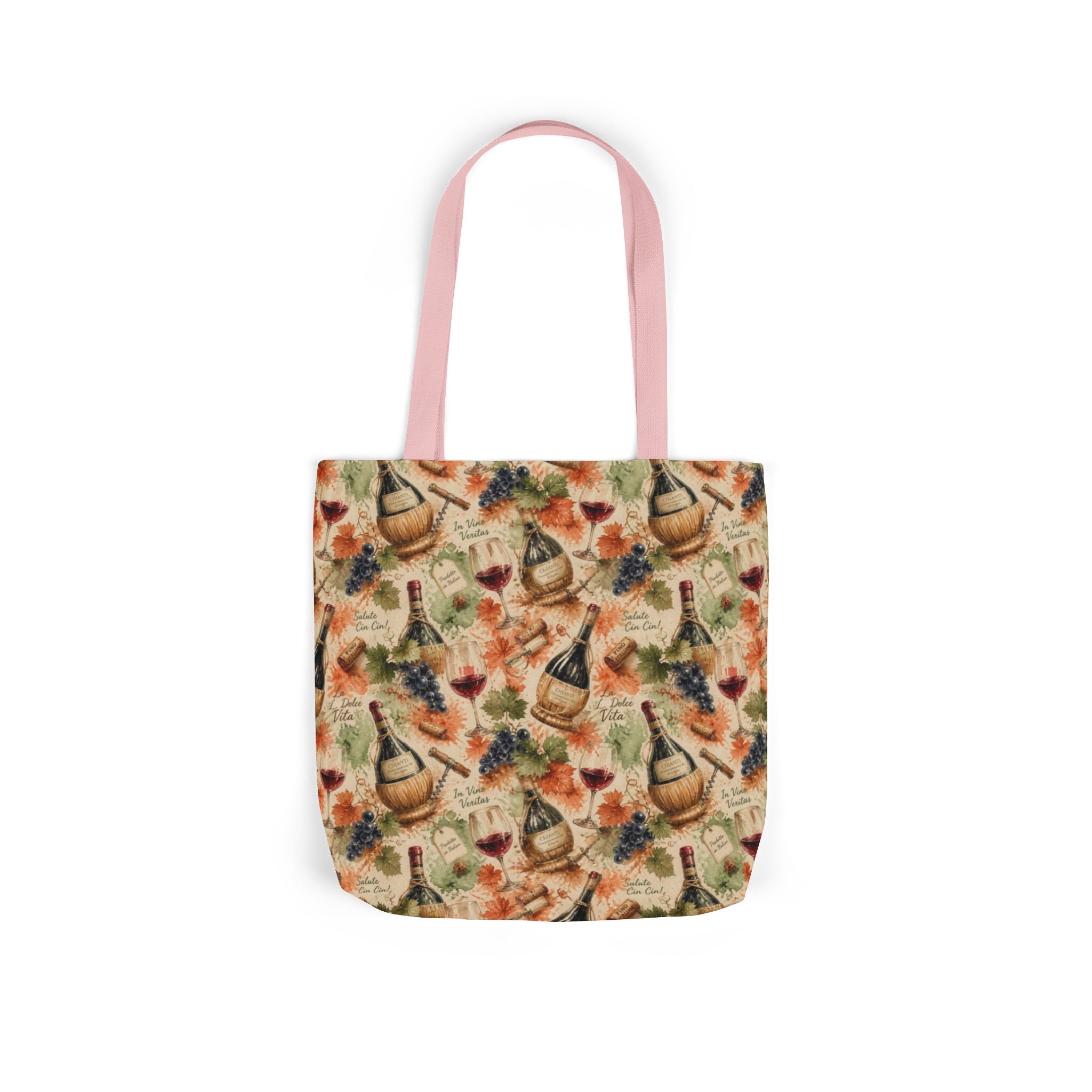 Wine Bottles & Glasses Canvas Tote Bag Mediterranean Kitchen Watercolor Splash Design Italian Cottagecore Gift