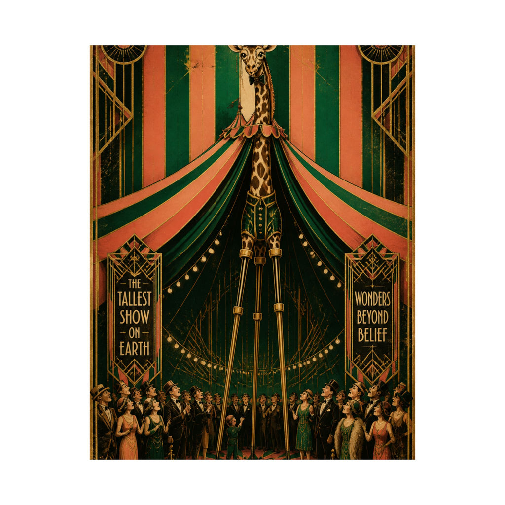 Giraffe on Stilts Wall Art Poster 24×36 Art Deco Bar Area Decor Maximalist Print