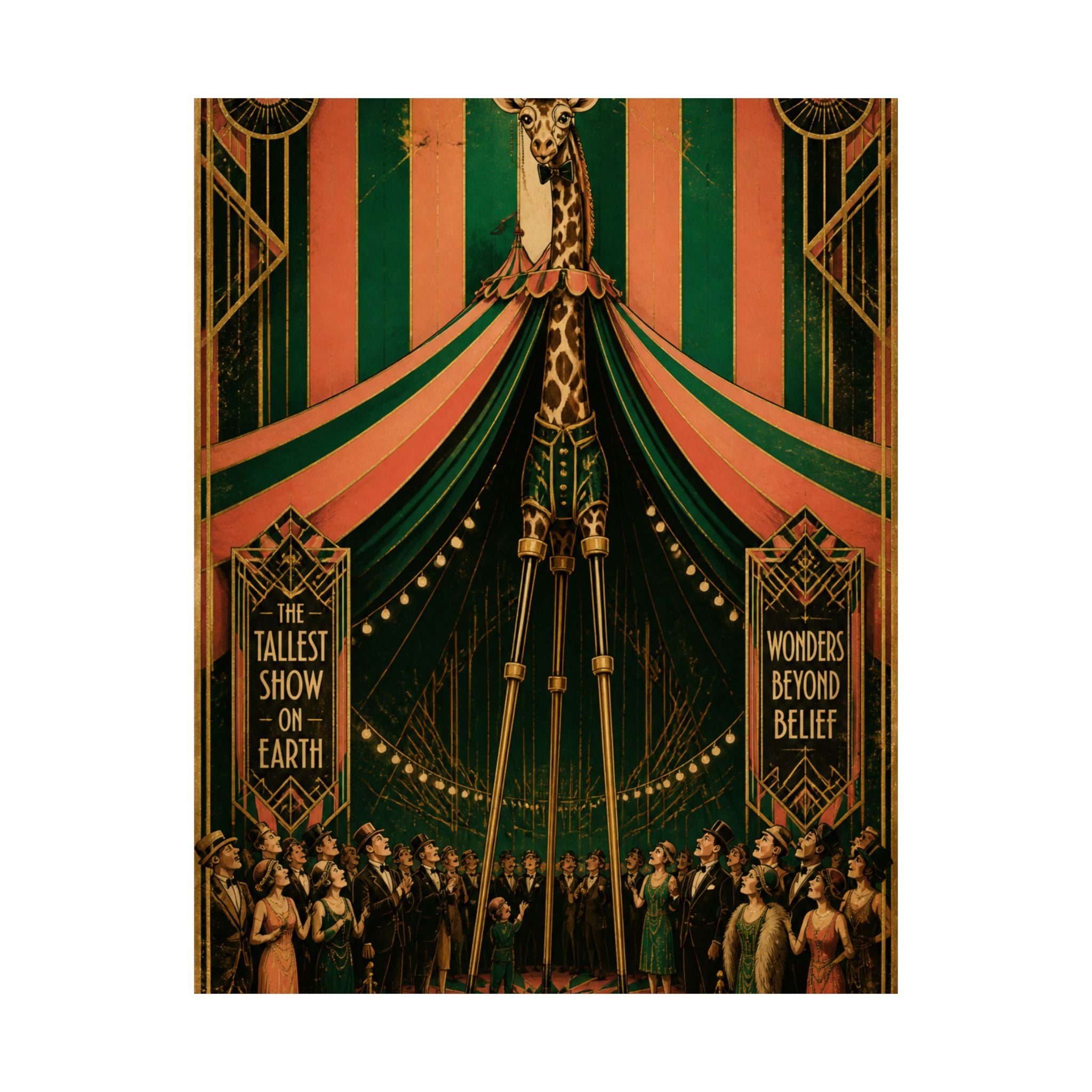 Giraffe on Stilts Wall Art Poster 24×36 Art Deco Bar Area Decor Maximalist Print