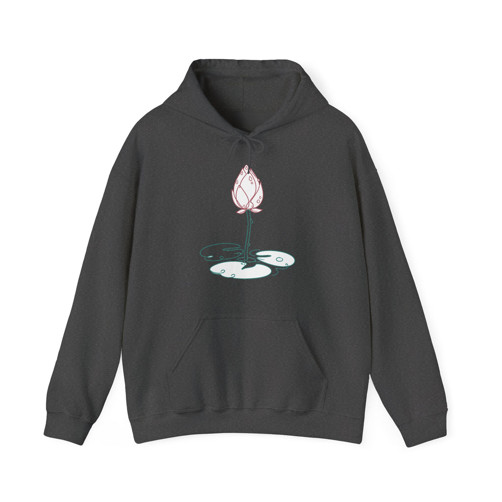 Matching Couple Sweatshirt - Open & Closed Lotus Matching Couple Hooded Sweatshirt Minimalist Art His Hers Valentine Gift - Design B
