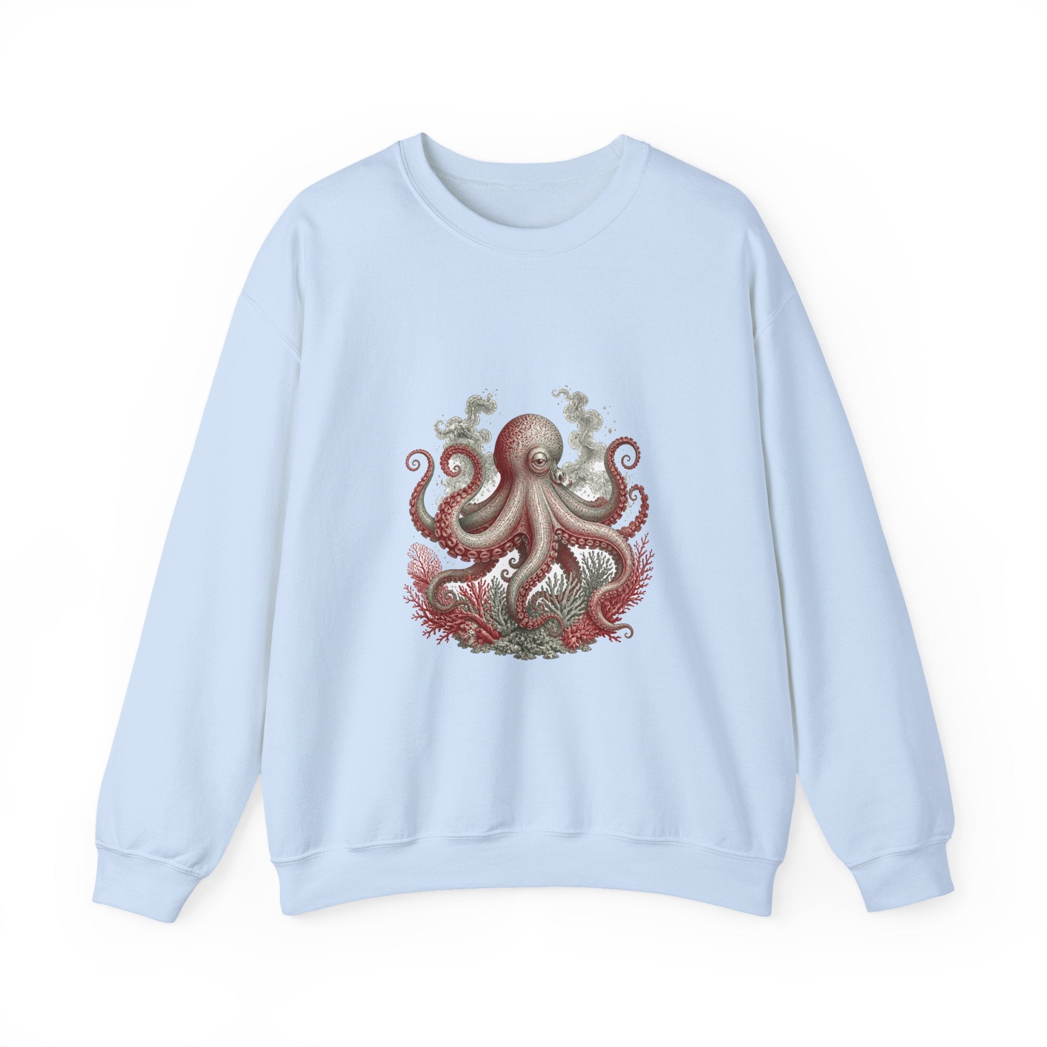 Matching Couple Sweatshirt - Octopus & Jellyfish Matching Couple Crewneck Sweatshirt Vintage Art His Hers Wedding Gift - Design A