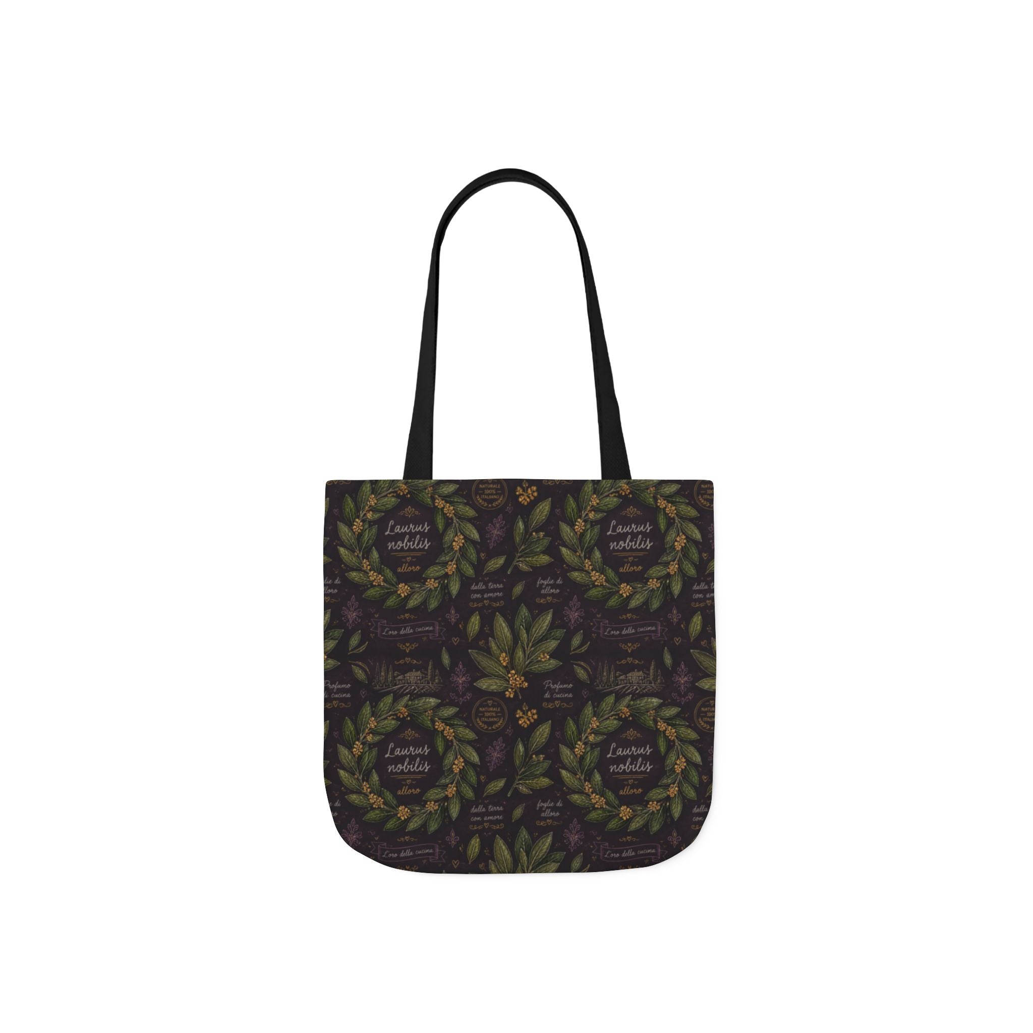 Bay Laurel Wreath Canvas Tote Bag Mediterranean Kitchen Chalk Art Design Italian Cottagecore Gift