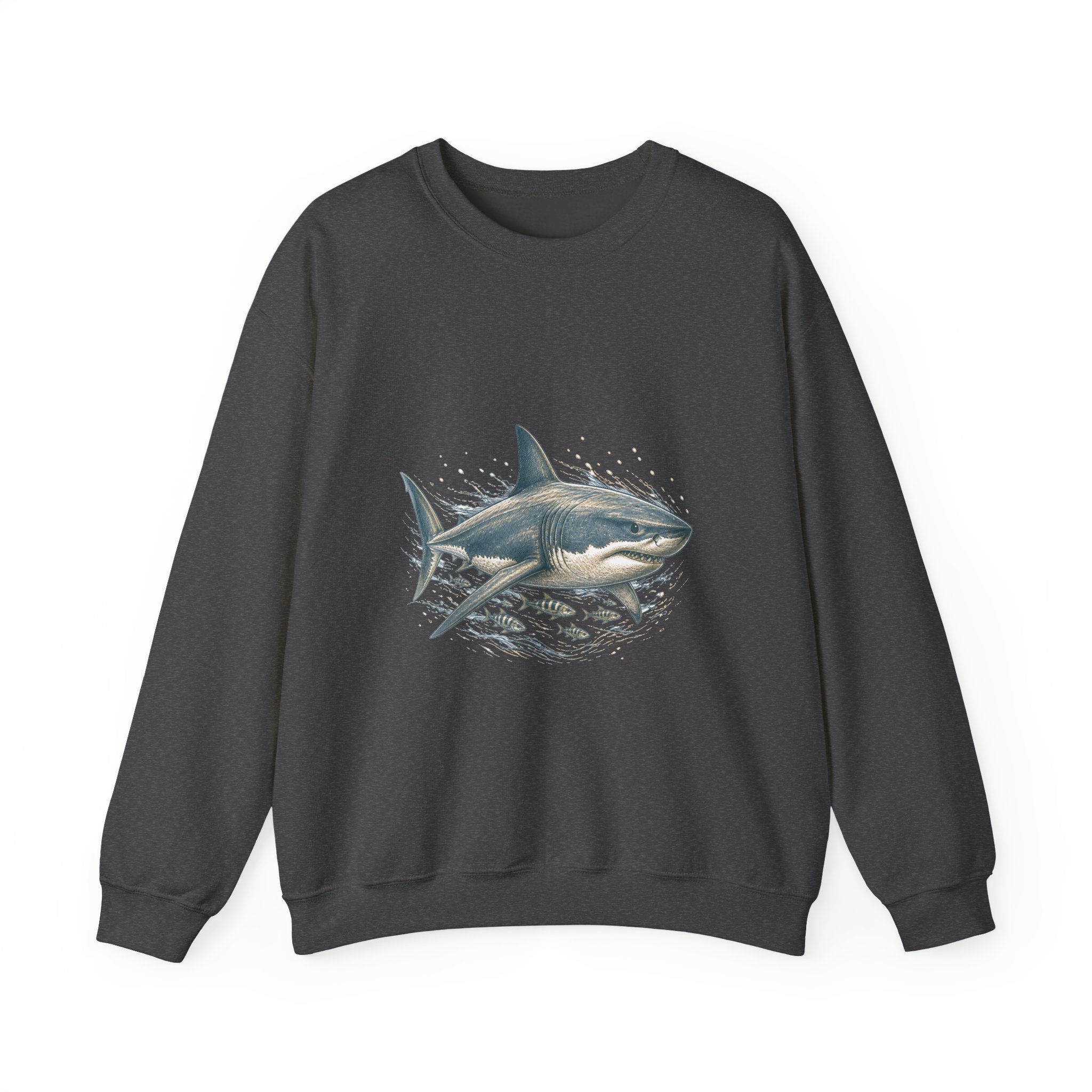 Matching Couple Sweatshirt - Shark & Dolphin Matching Couple Premium Fleece Sweatshirt Hand-Drawn Art His Hers Anniversary Gift - Design A