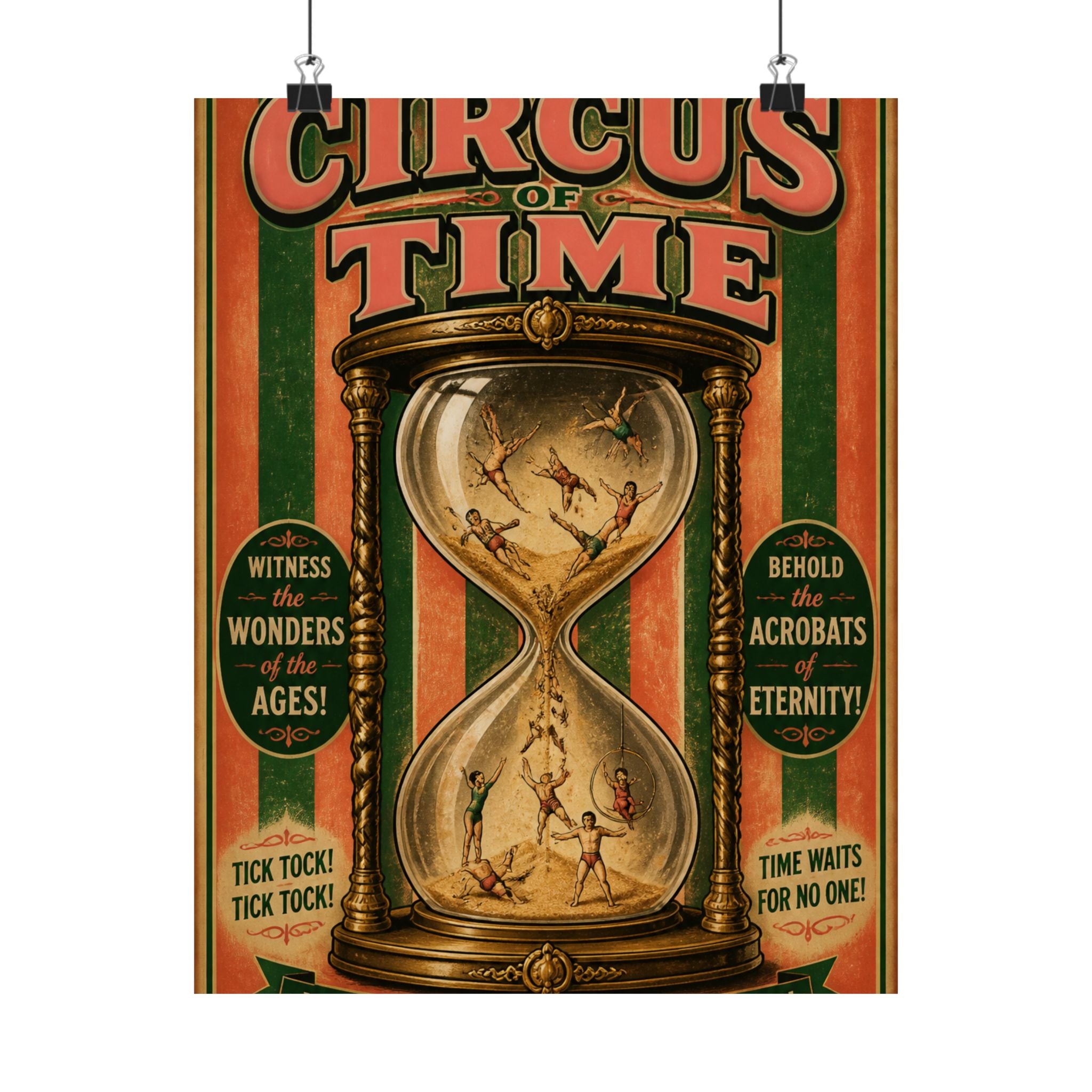 Hourglass Acrobats Wall Art Poster 24×36 Vintage Circus Bedroom Decor Maximalist Print