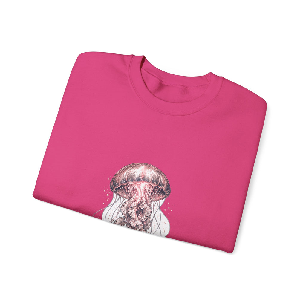 Matching Couple Sweatshirt - Octopus & Jellyfish Matching Couple Crewneck Sweatshirt Hand-Drawn Art His Hers Best Friend Gift - Design B