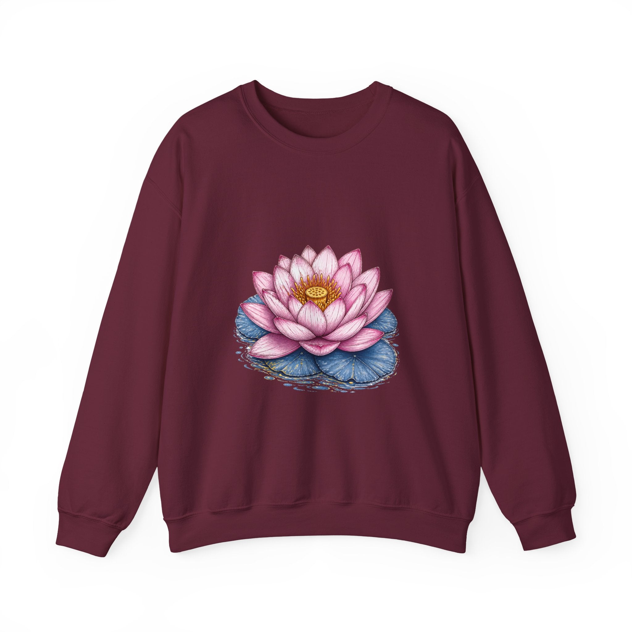 Matching Couple Sweatshirt - Open & Closed Lotus Matching Couple Comfort Colors Crew Hand-Drawn Art His Hers Anniversary Gift - Design A