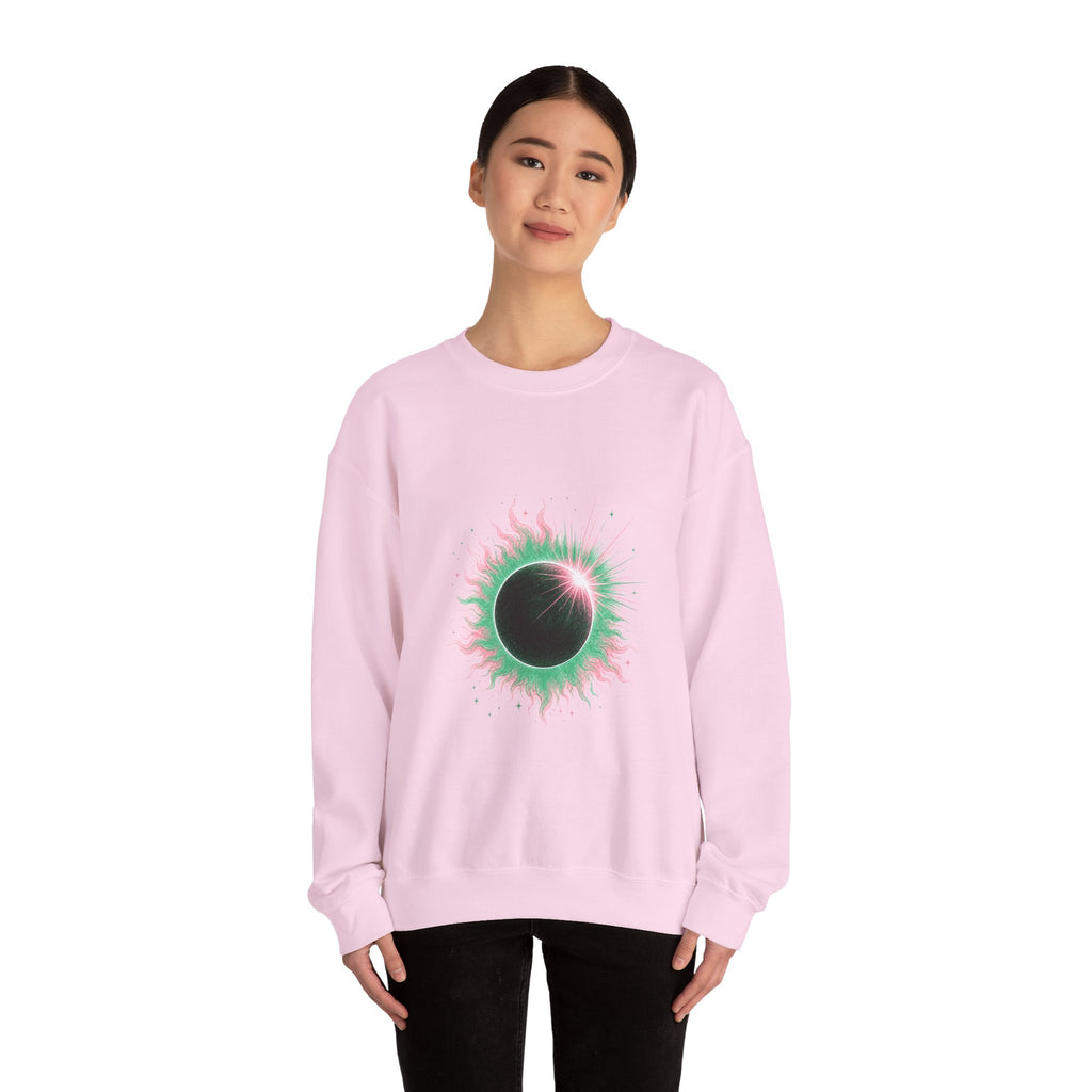 Matching Couple Sweatshirt - Solar & Lunar Eclipse Matching Couple Crewneck Sweatshirt Hand-Drawn Art His Hers Best Friend Gift - Design A