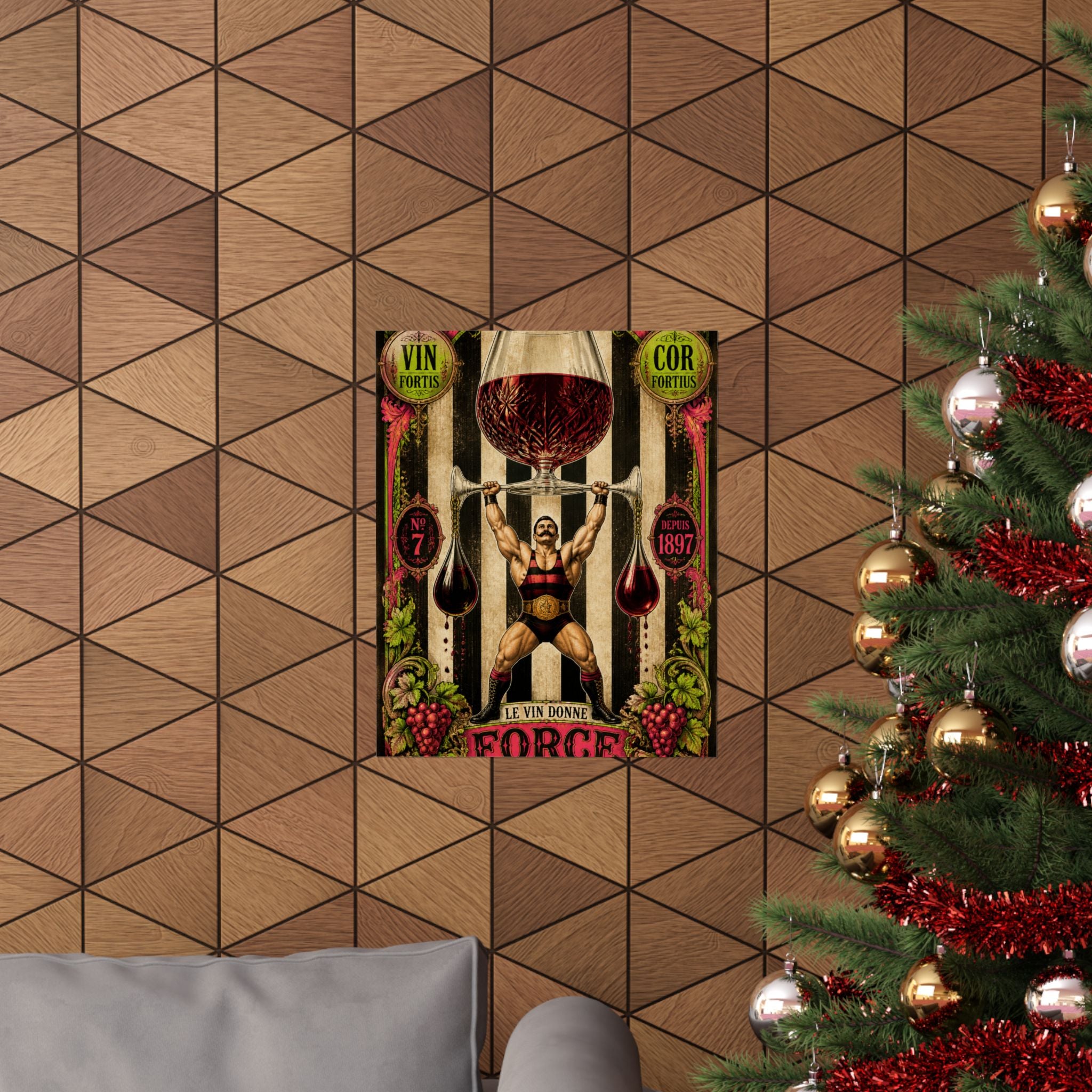 Wine Glass Strongman Wall Art Poster 24×36 Baroque Studio Decor Maximalist Print