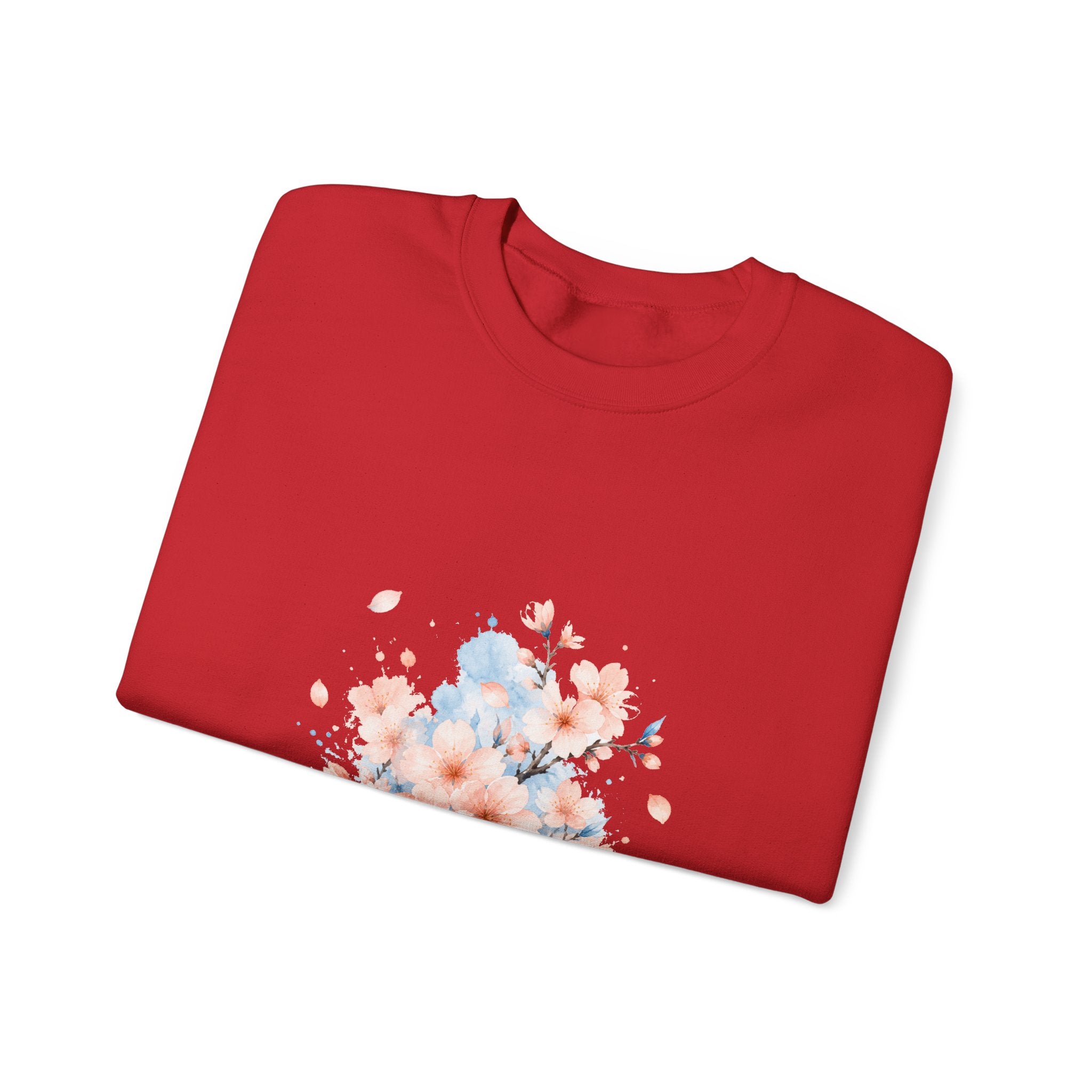 Matching Couple Sweatshirt - Cherry Blossom & Maple Leaf Matching Couple Premium Fleece Sweatshirt Watercolor Art His Hers Birthday Gift - Design A