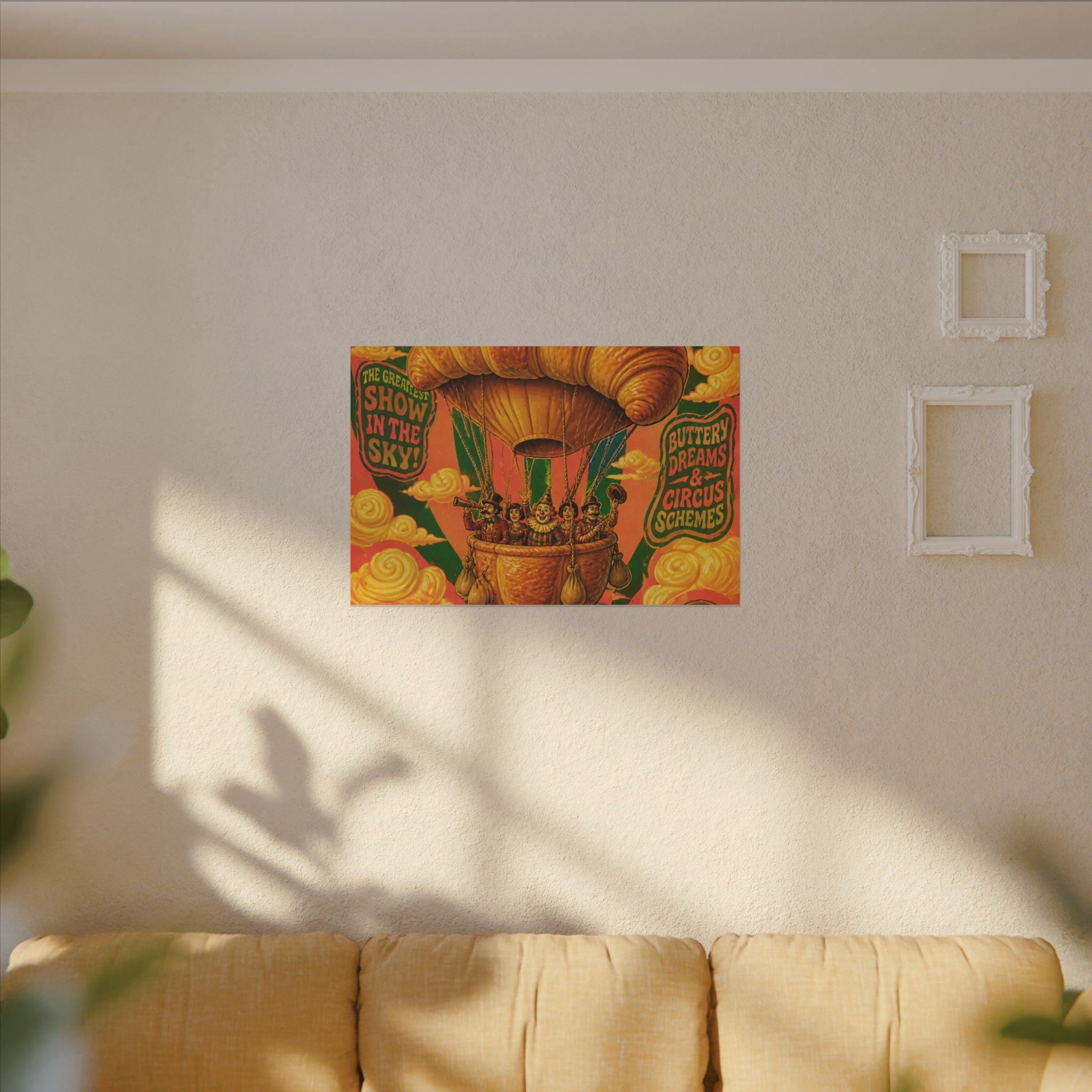 Croissant Hot Air Balloon Wall Art Canvas 24×36 Psychedelic Dining Room Decor Maximalist Print