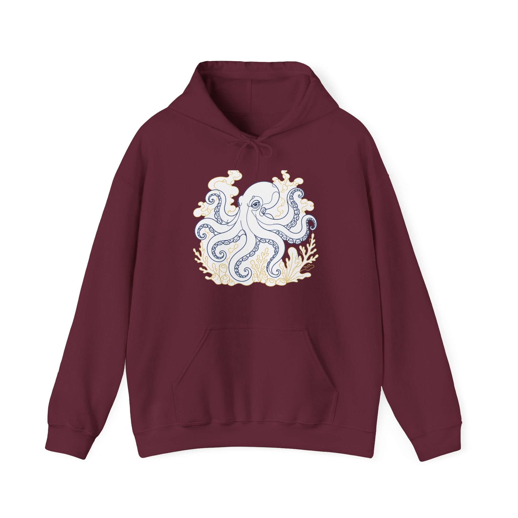 Matching Couple Sweatshirt - Octopus & Jellyfish Matching Couple Hooded Sweatshirt Minimalist Art His Hers Valentine Gift - Design A