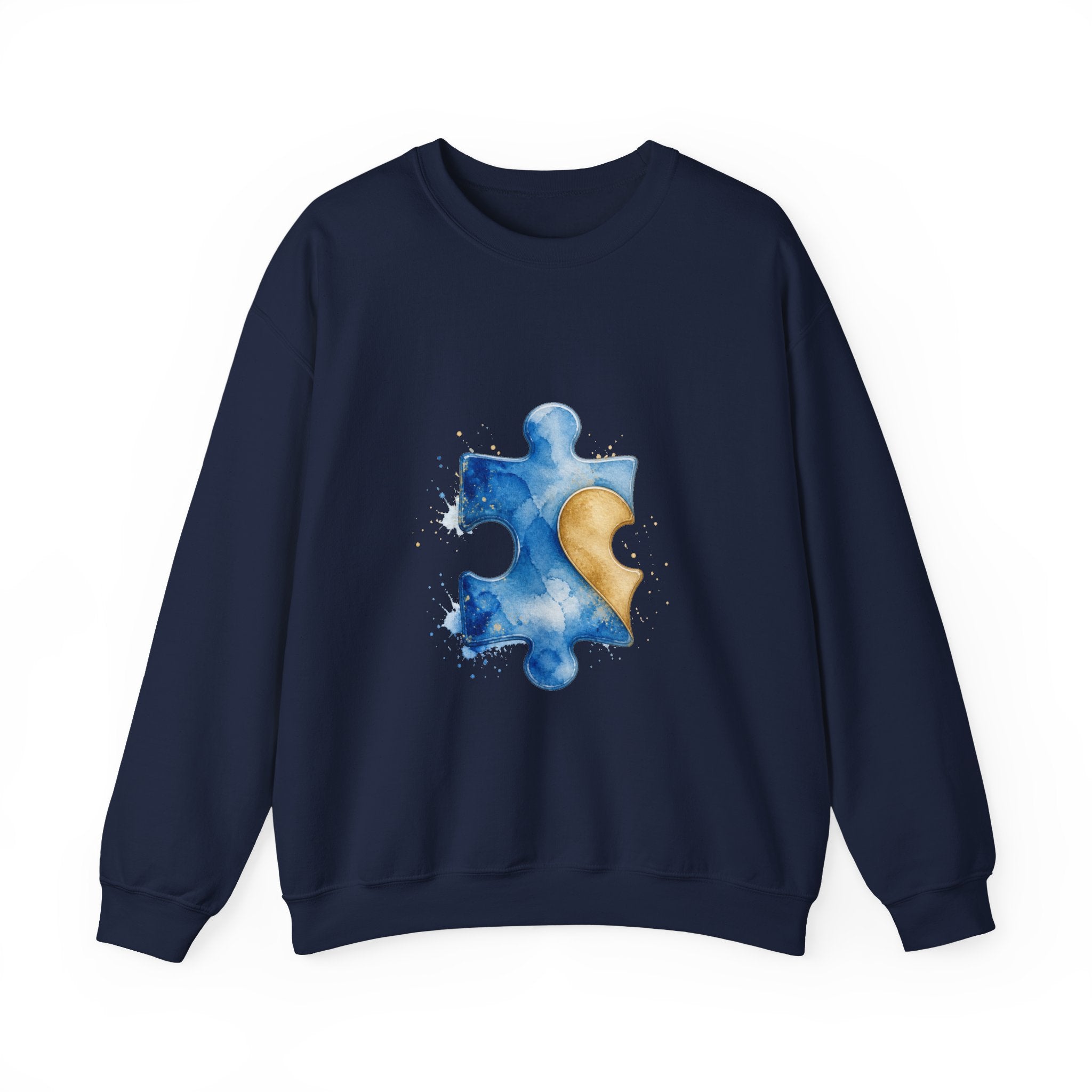 Matching Couple Sweatshirt - Puzzle Pieces Matching Couple Crewneck Sweatshirt Watercolor Art His Hers Engagement Gift - Design A