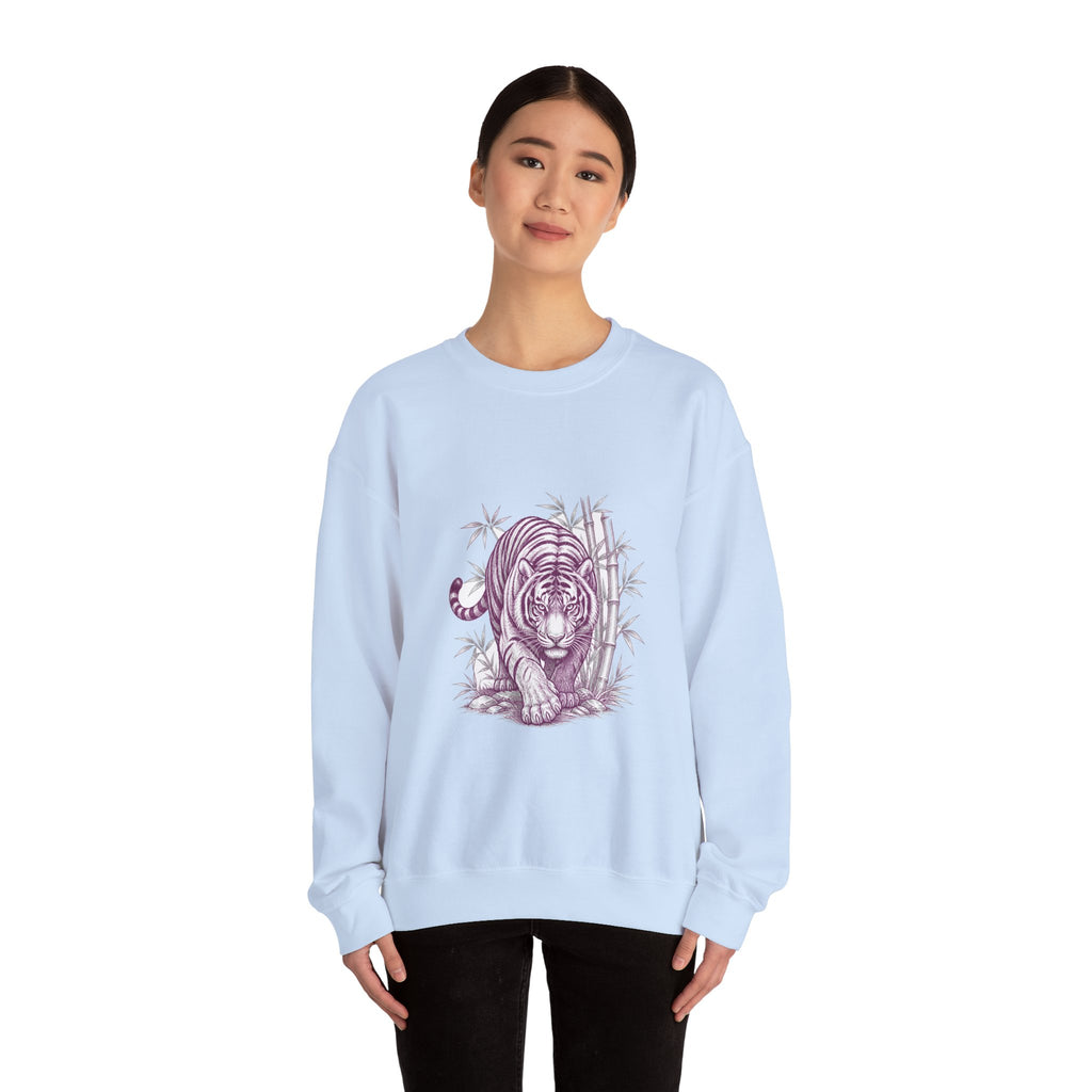 Matching Couple Sweatshirt - Tiger & Crane Matching Couple Crewneck Sweatshirt Hand-Drawn Art His Hers Best Friend Gift - Design A
