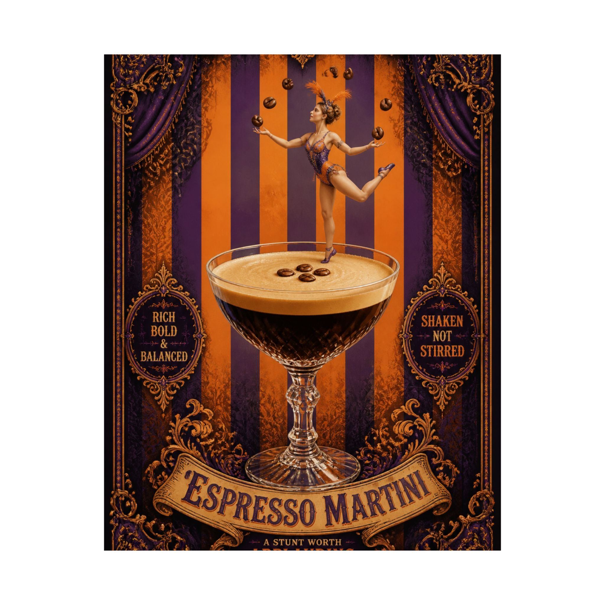 Espresso Martini Acrobat Wall Art Poster 18×24 Baroque Home Office Decor Maximalist Print
