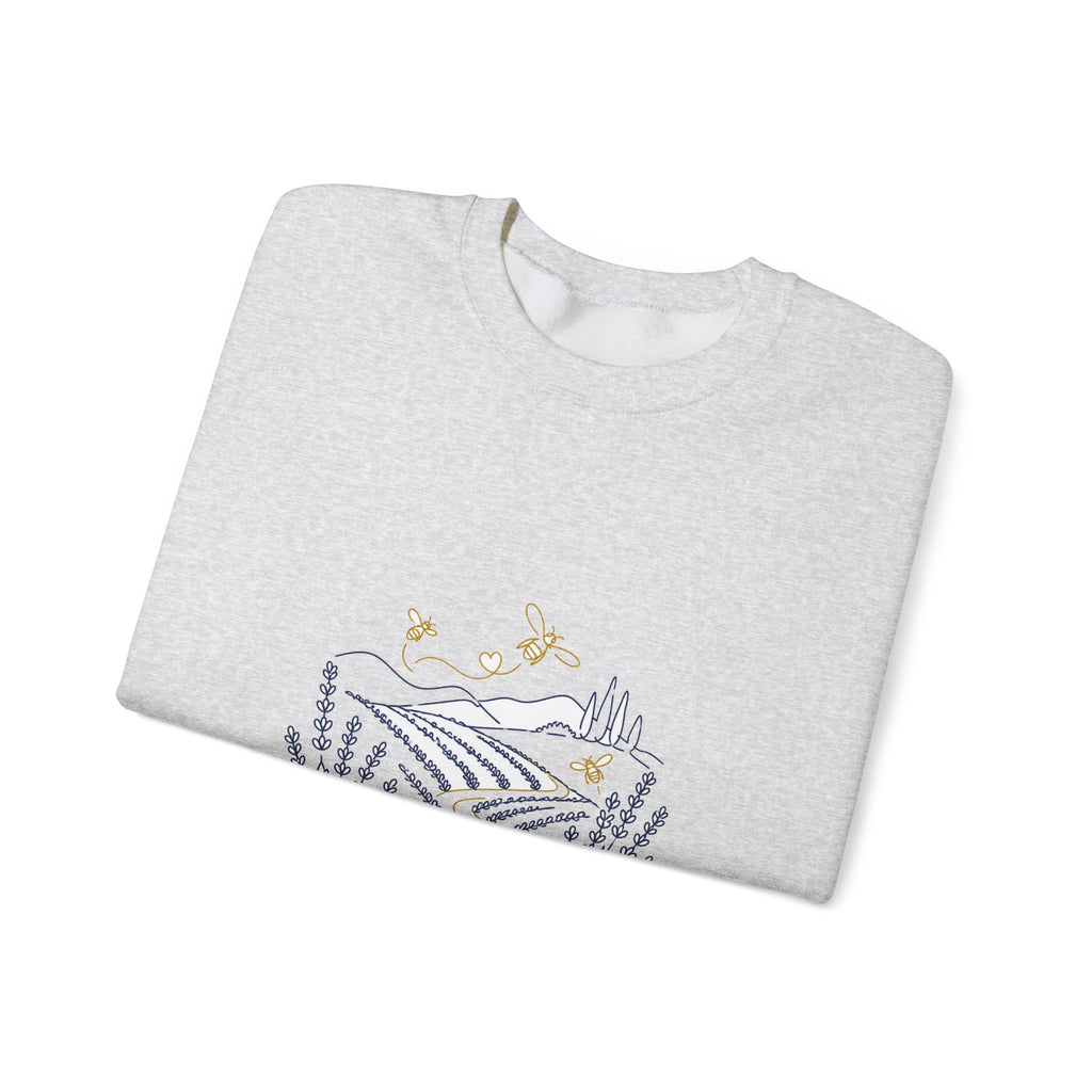 Matching Couple Sweatshirt - Lavender Fields & Canyon Matching Couple Crewneck Sweatshirt Minimalist Art His Hers Valentine Gift - Design A